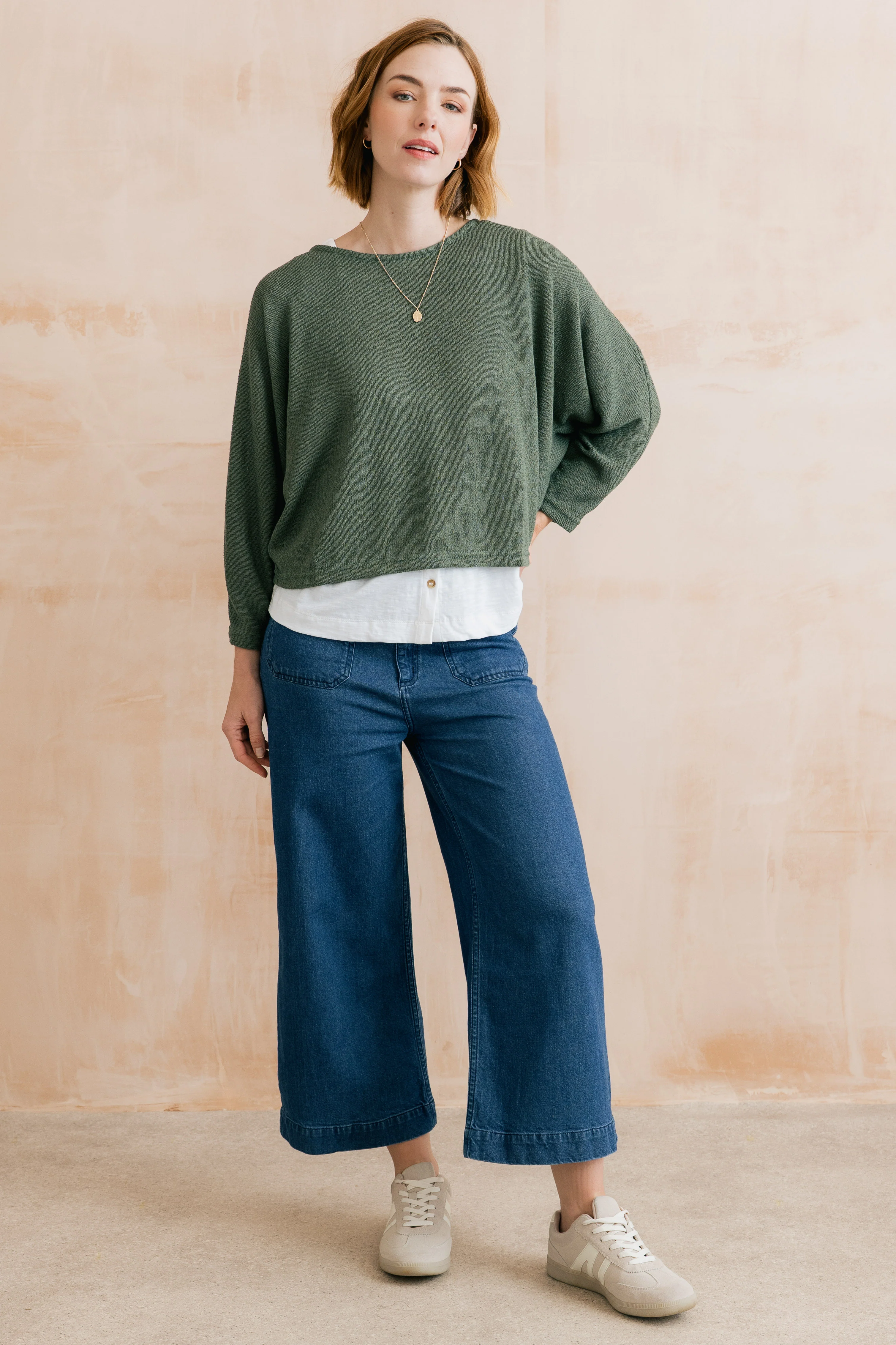 Penny Batwing Crossover Jumper Laurel Green - Image 5