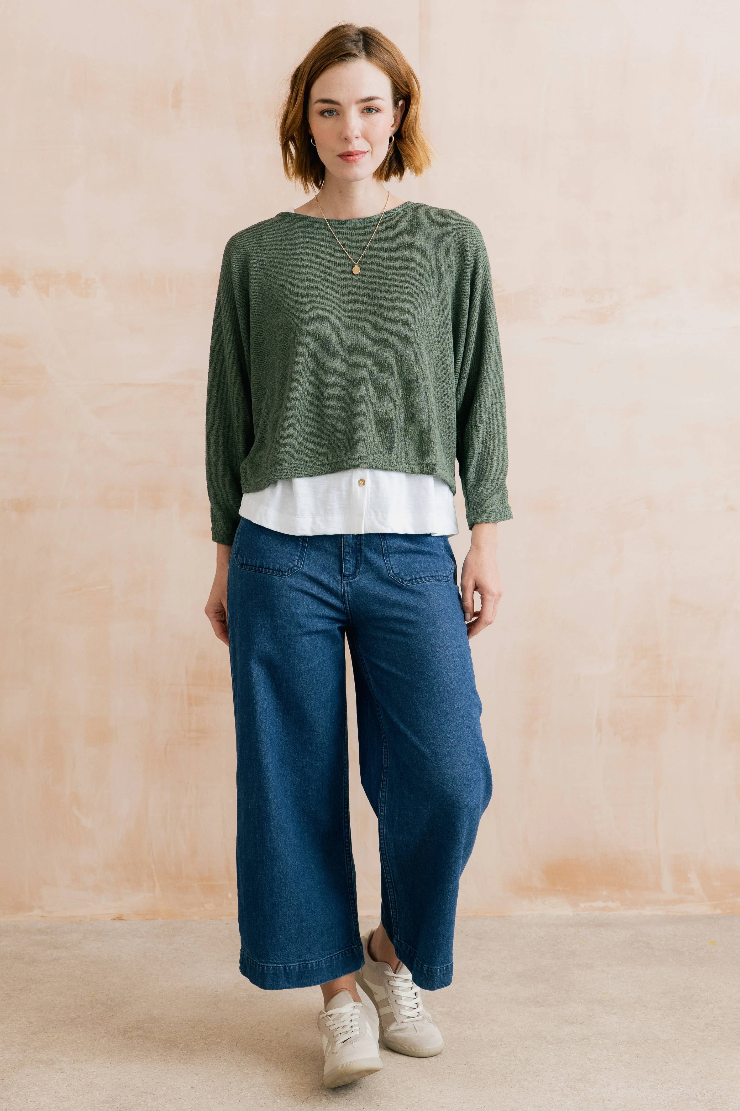 Penny Batwing Crossover Jumper Laurel Green - Image 7