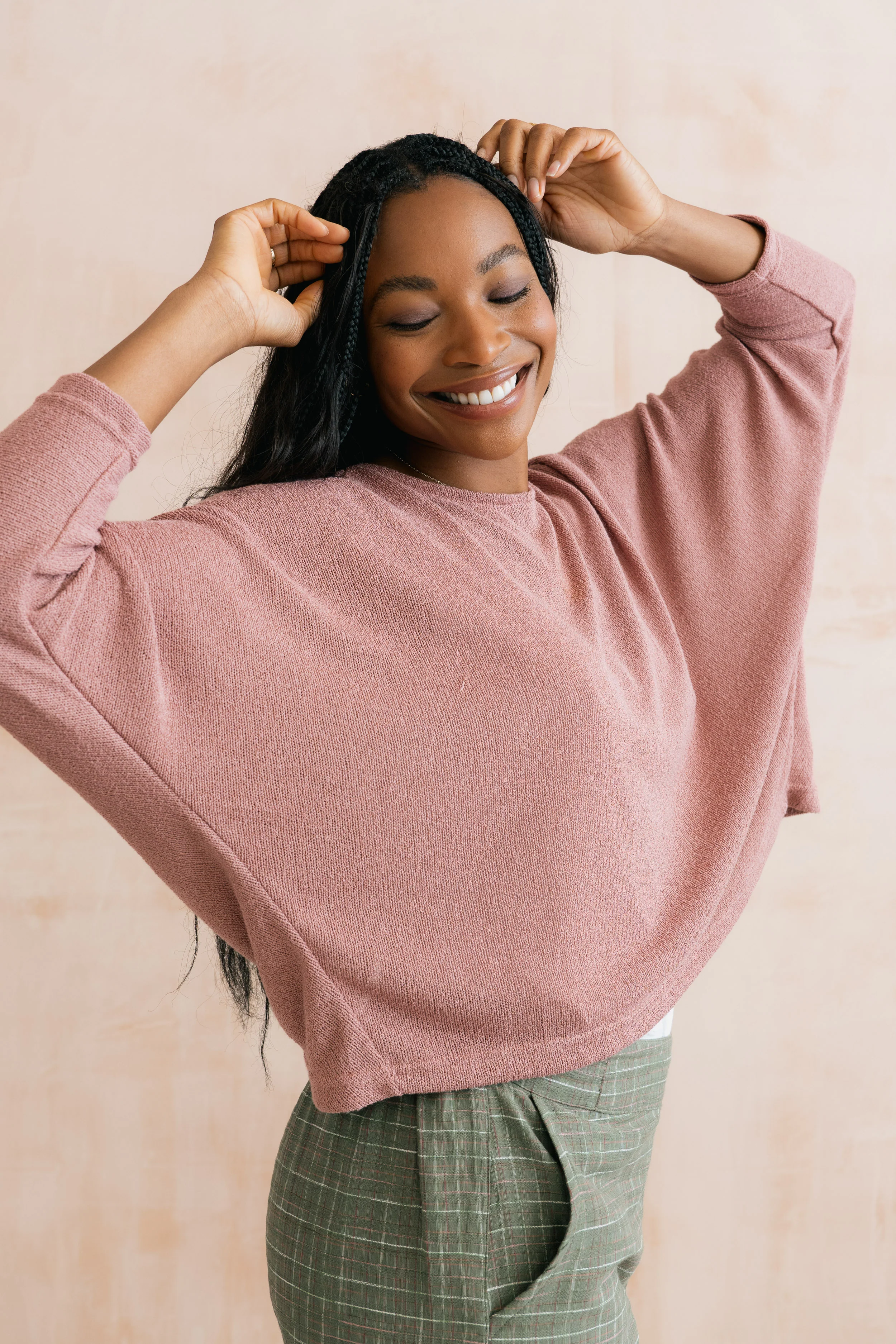 Penny Batwing Crossover Jumper Soft Pink - Image 6