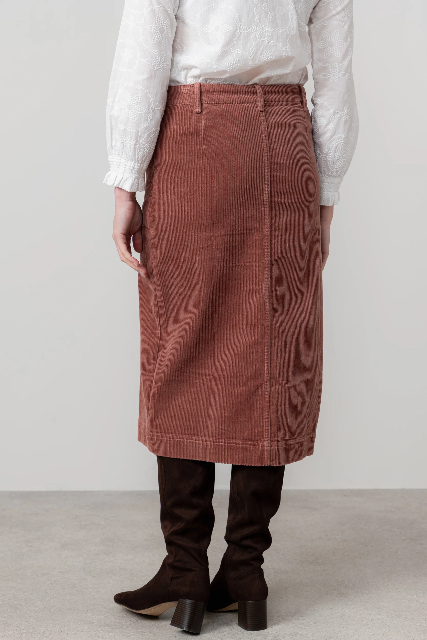 Penrose Stretch Jumbo Cord Midi Skirt Antique Rose - Image 4