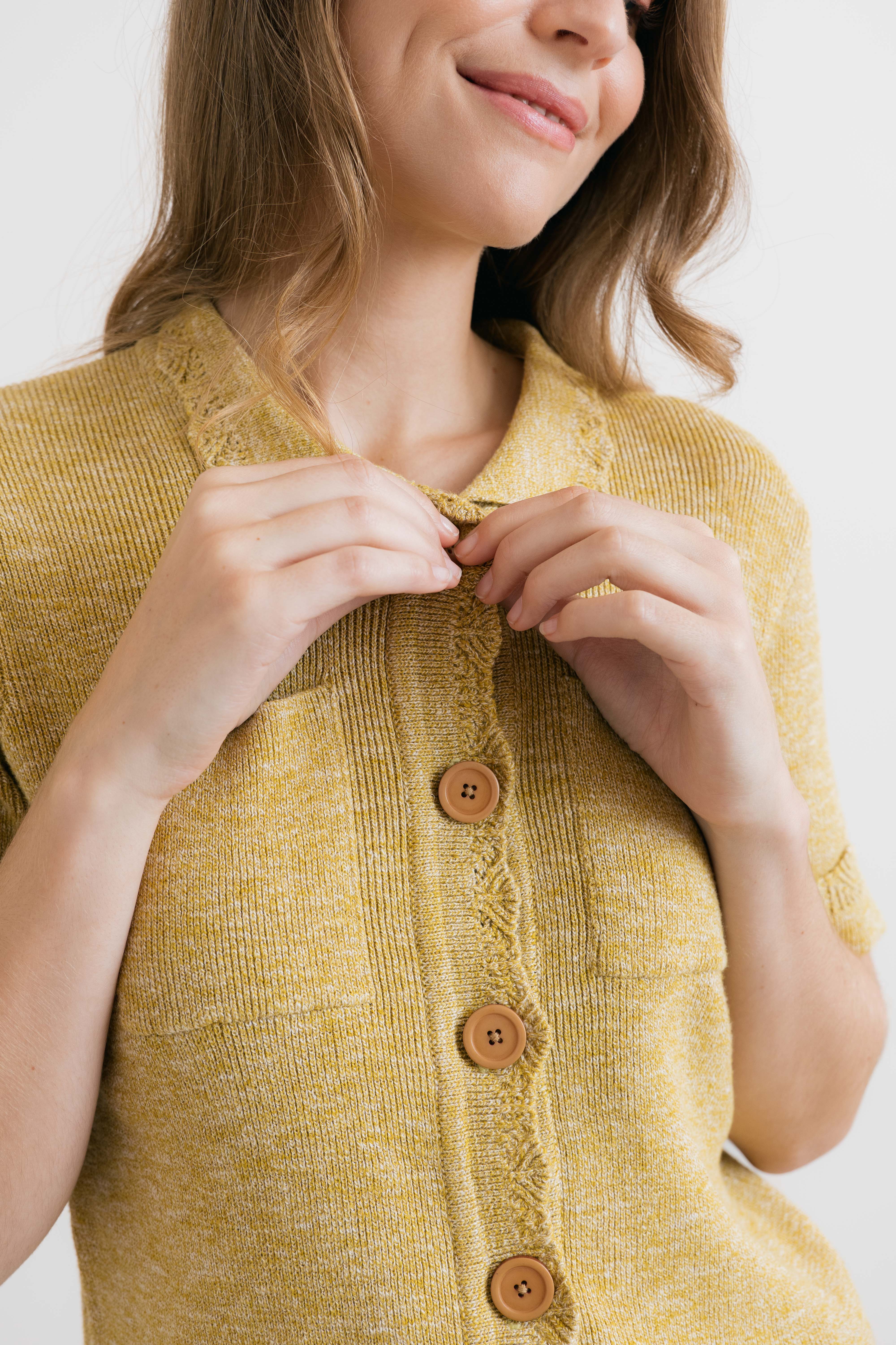 Phoebe Short Sleeve Knitted Jacket Lime - Image 3