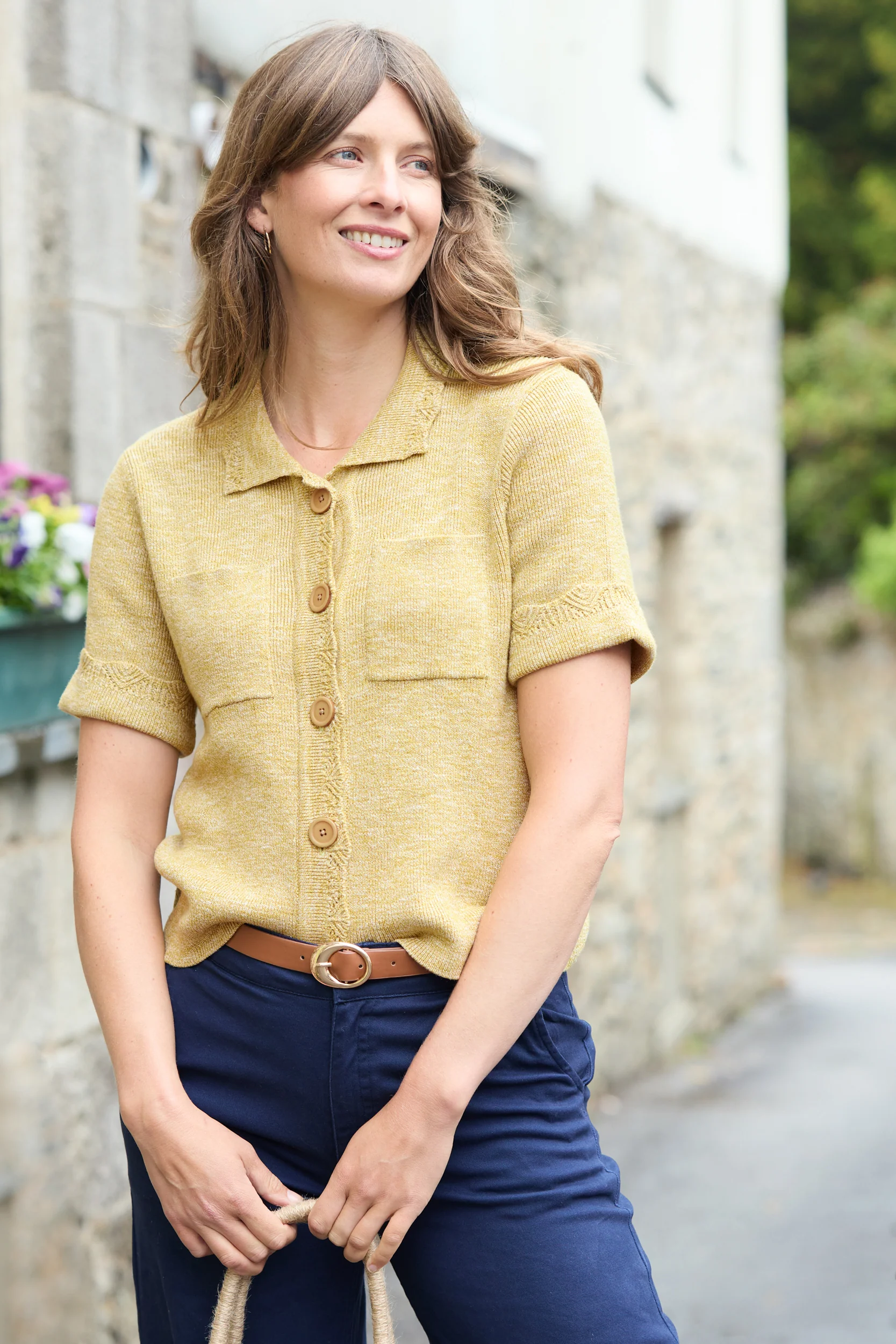 Phoebe Short Sleeve Knitted Jacket Lime - Image 7