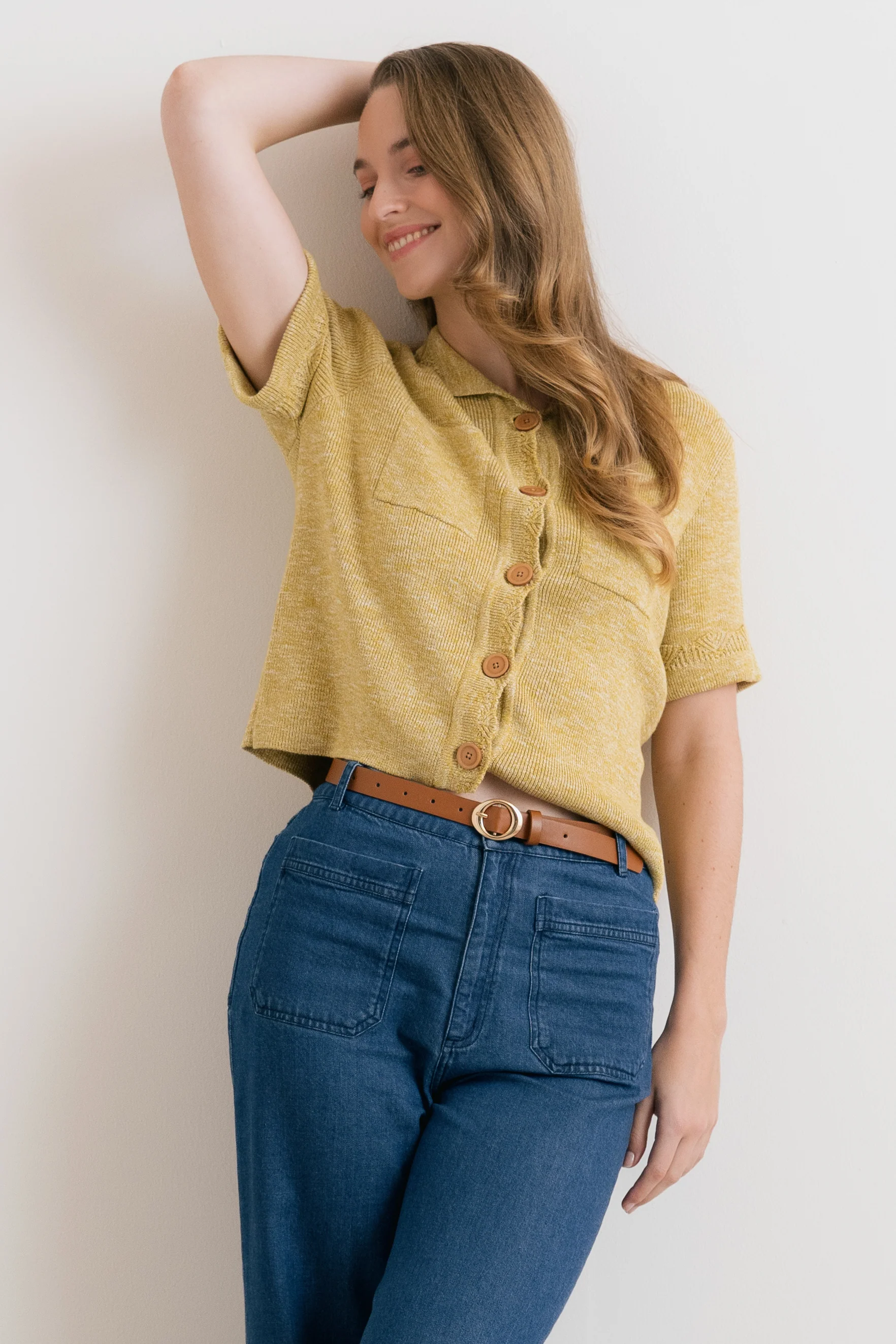Phoebe Short Sleeve Knitted Jacket Lime - Image 8