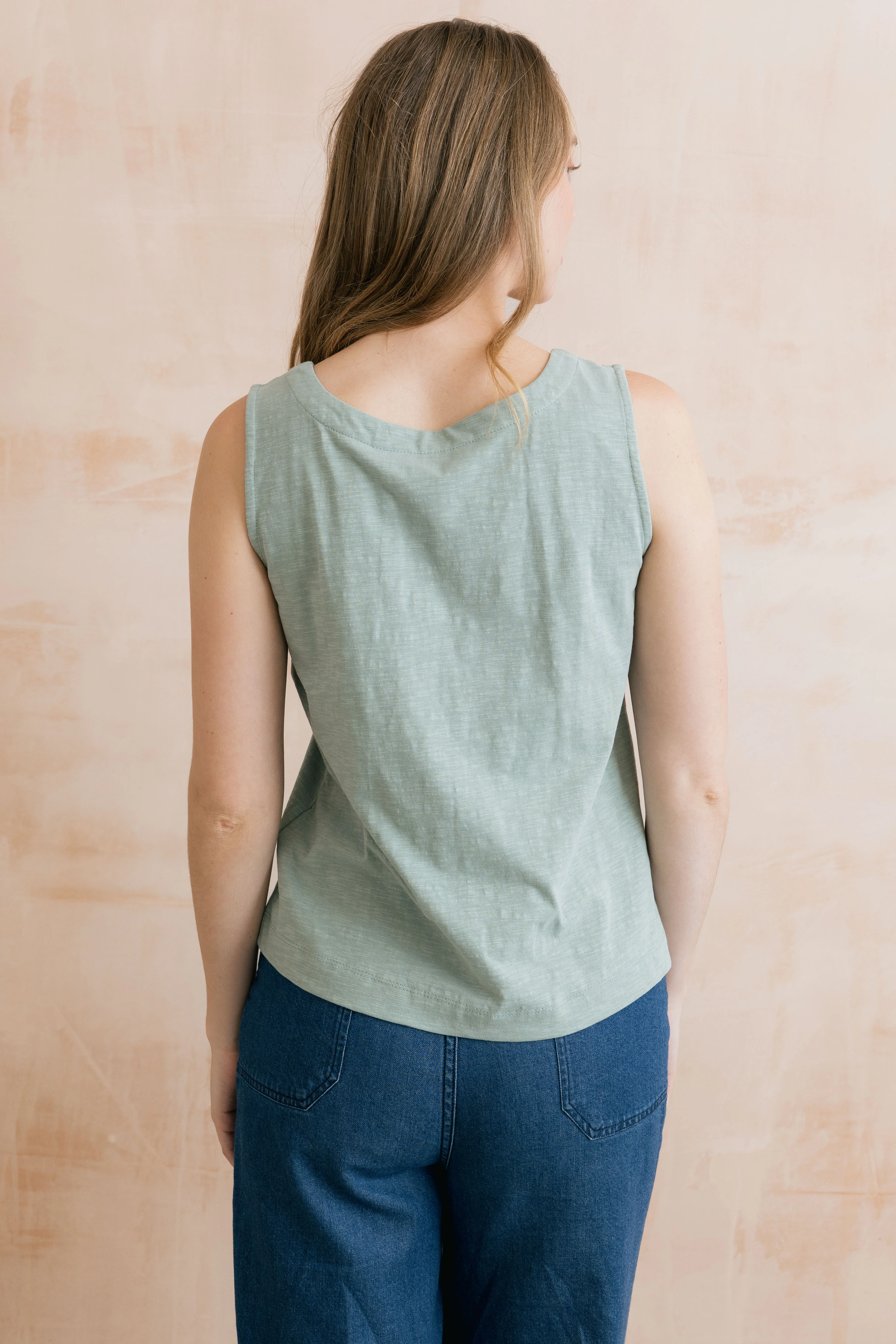 Pier Organic Cotton Jersey Button Vest Silver Sage - Image 6