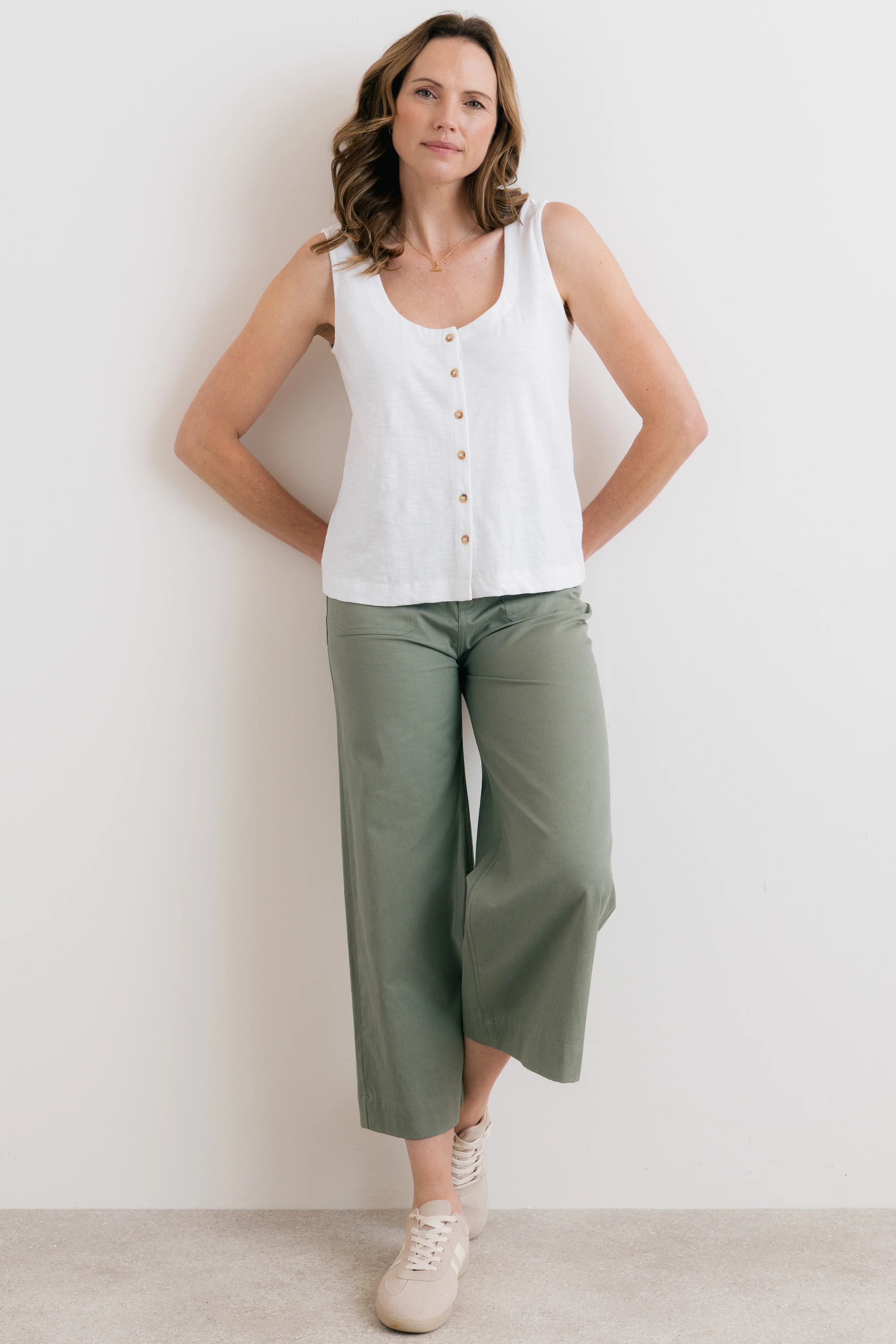 Pier Organic Cotton Jersey Button Vest White - Image 2