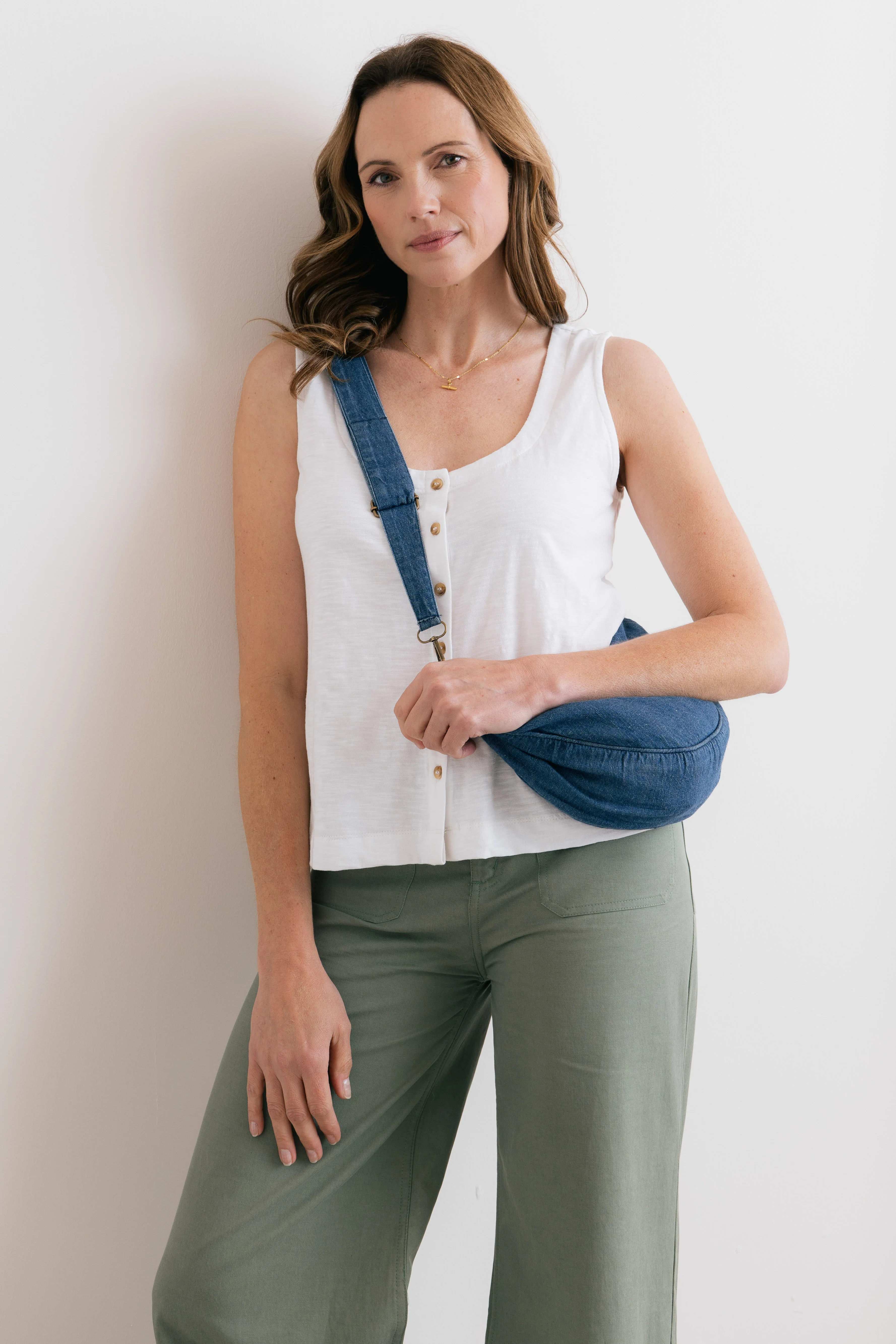 Pier Organic Cotton Jersey Button Vest White - Image 4