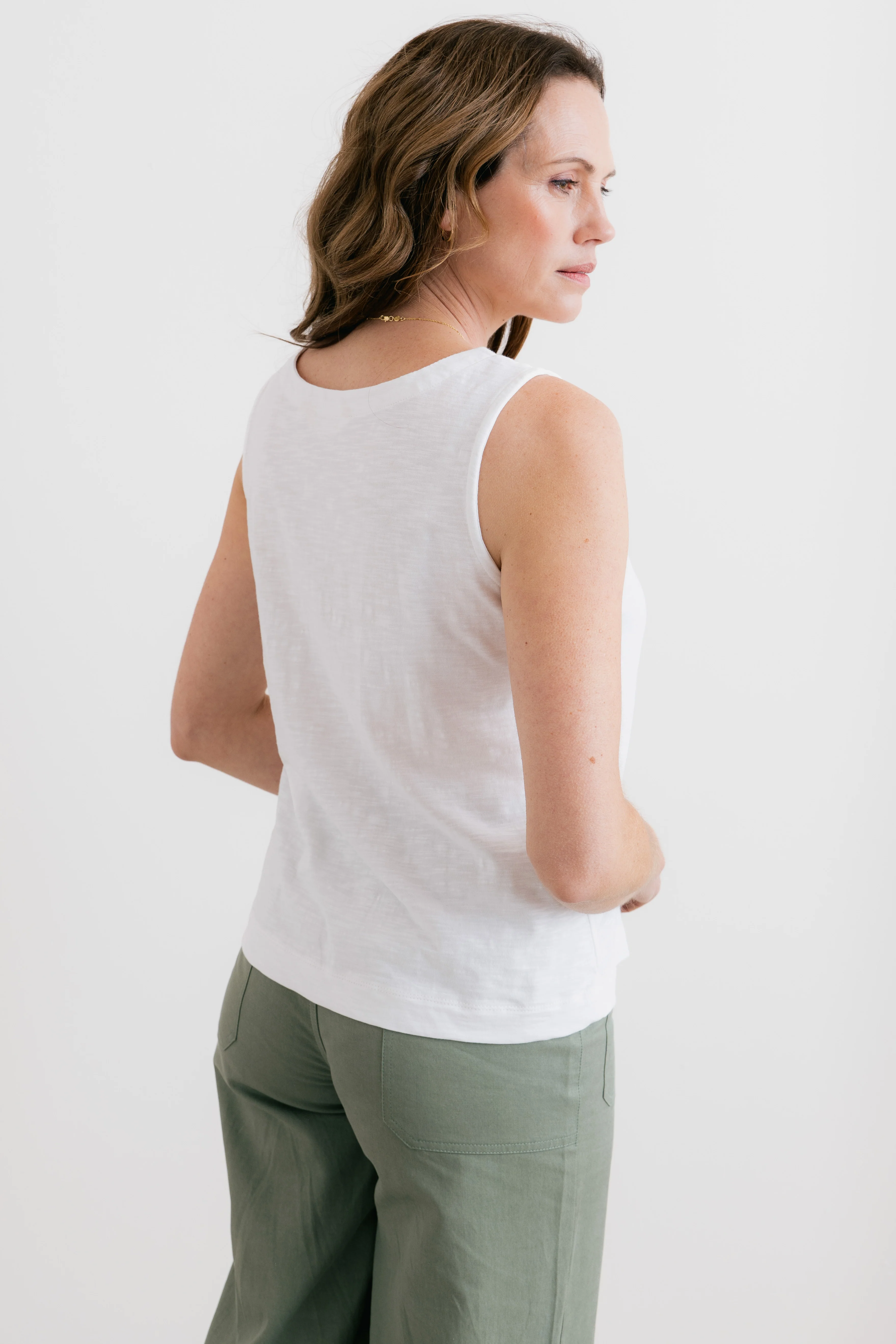 Pier Organic Cotton Jersey Button Vest White - Image 7