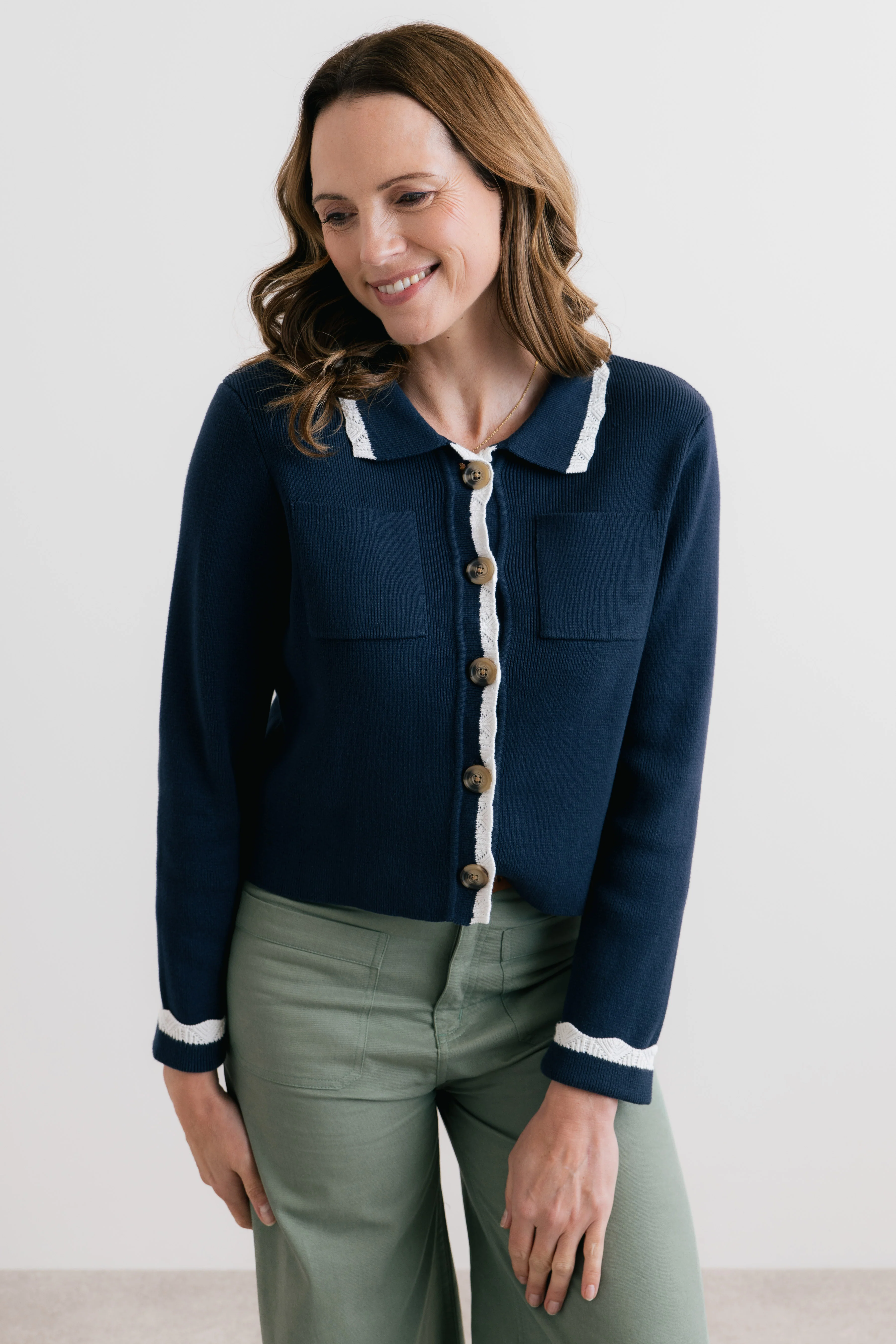 Piper Knitted Jacket Navy - Image 3