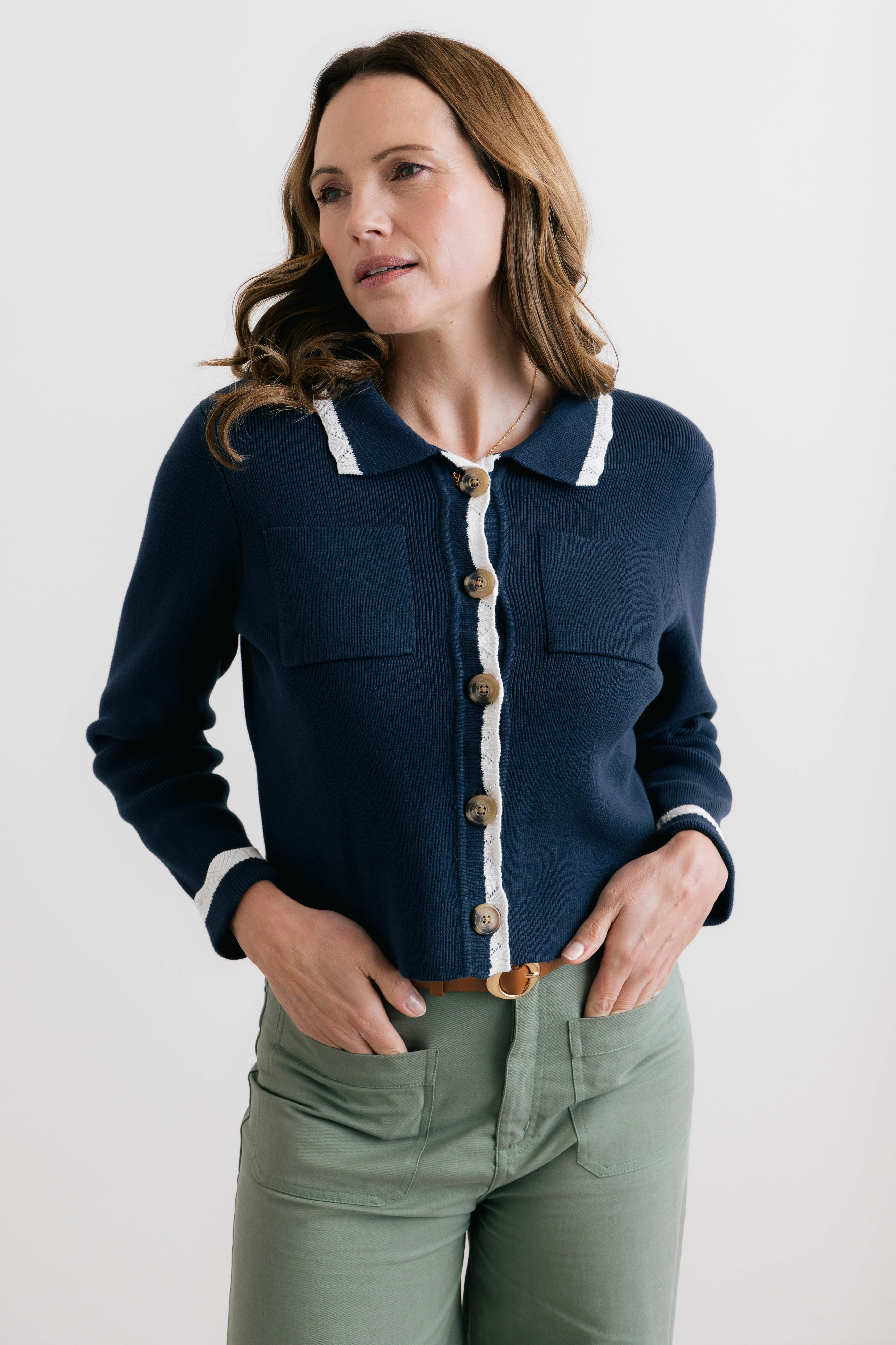 Piper Knitted Jacket Navy - Image 7
