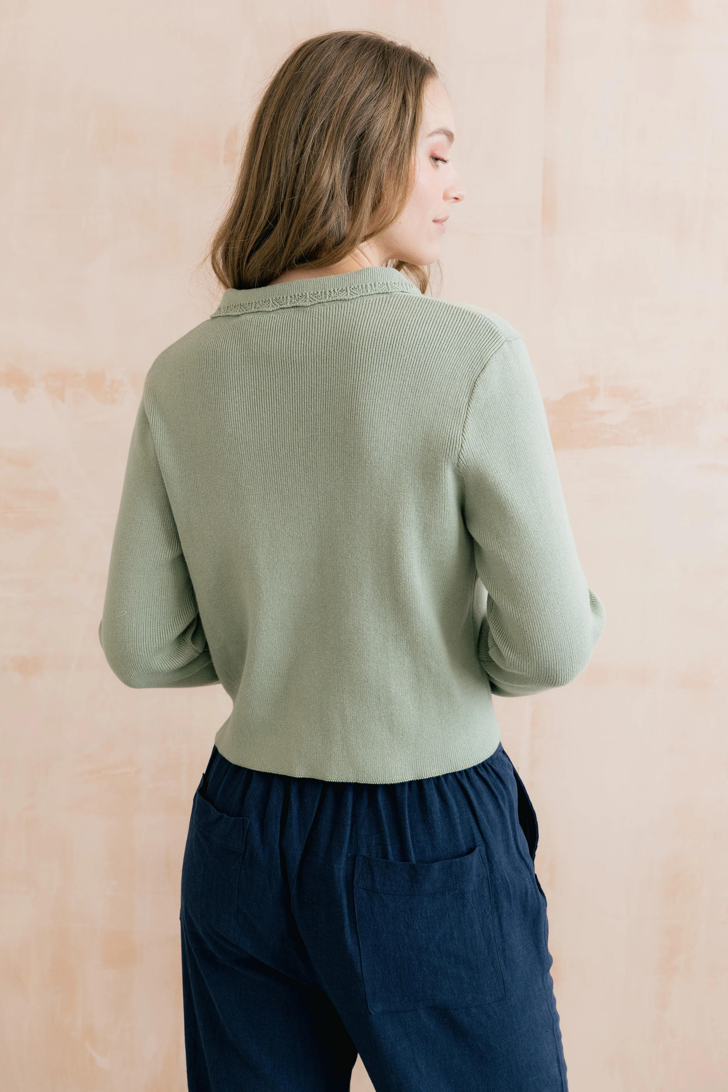 Piper Knitted Jacket Silver Sage - Image 4