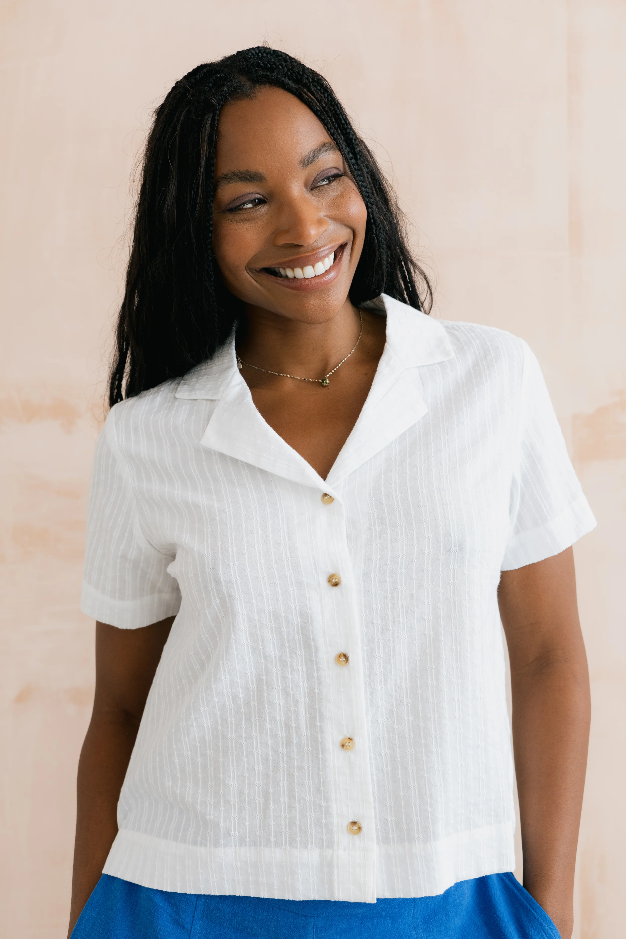 Pippa Embroidered Cotton Shirt White