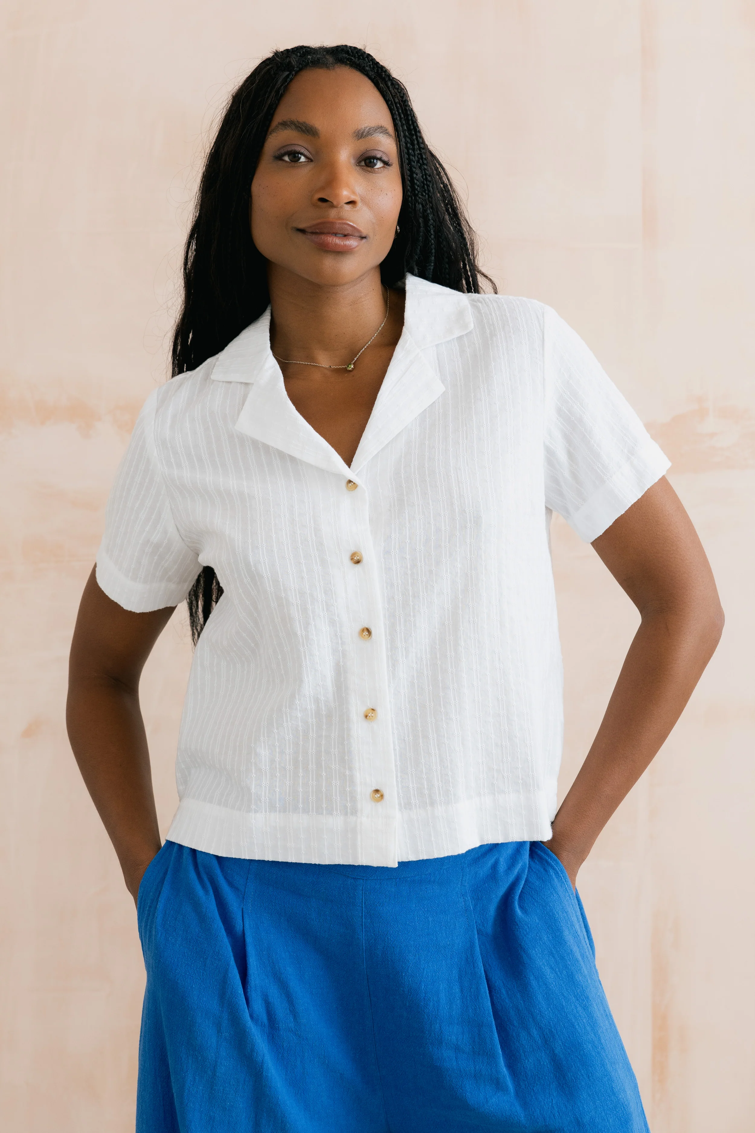 Pippa Embroidered Cotton Shirt White - Image 5