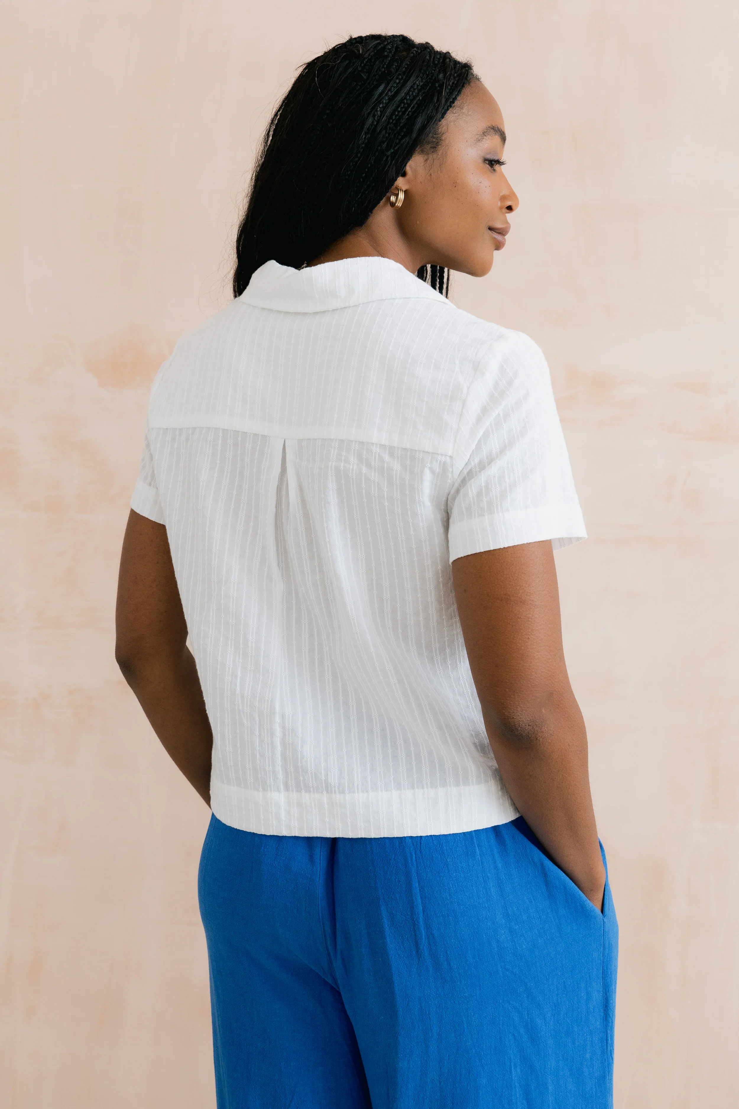 Pippa Embroidered Cotton Shirt White - Image 6