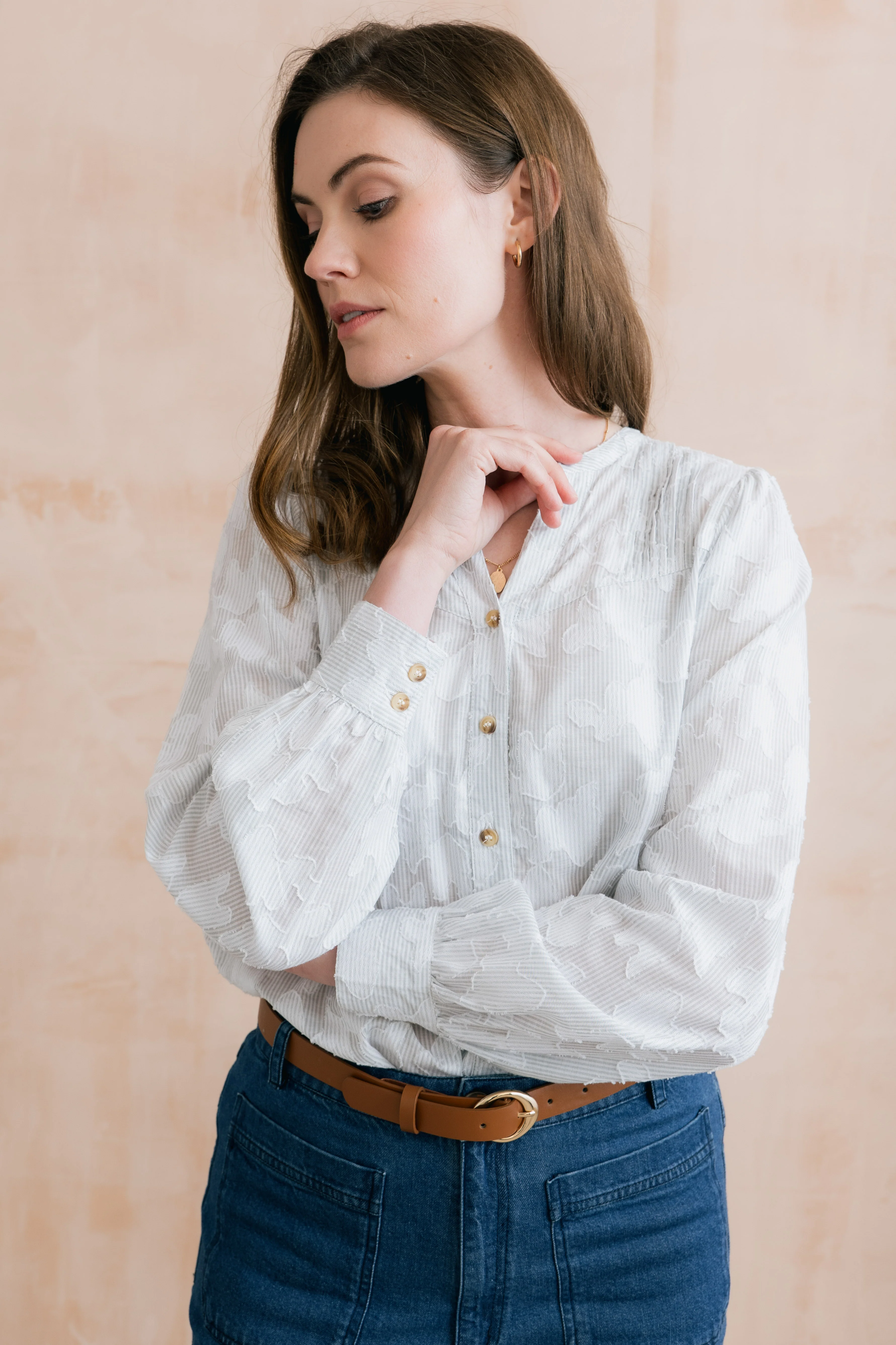 Poplar Cotton Jacquard Blouse Laurel - Image 2