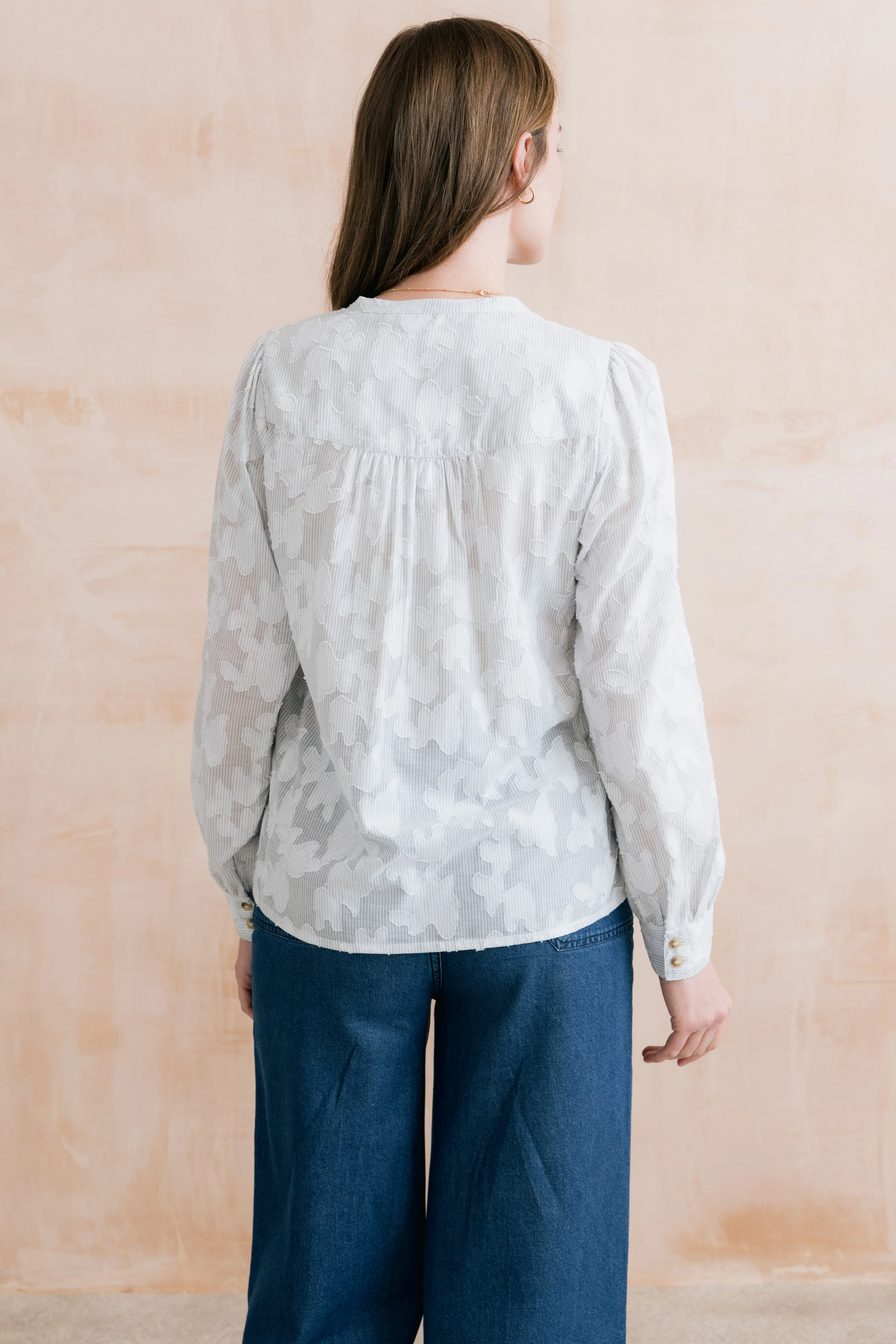 Poplar Cotton Jacquard Blouse Laurel - Image 4