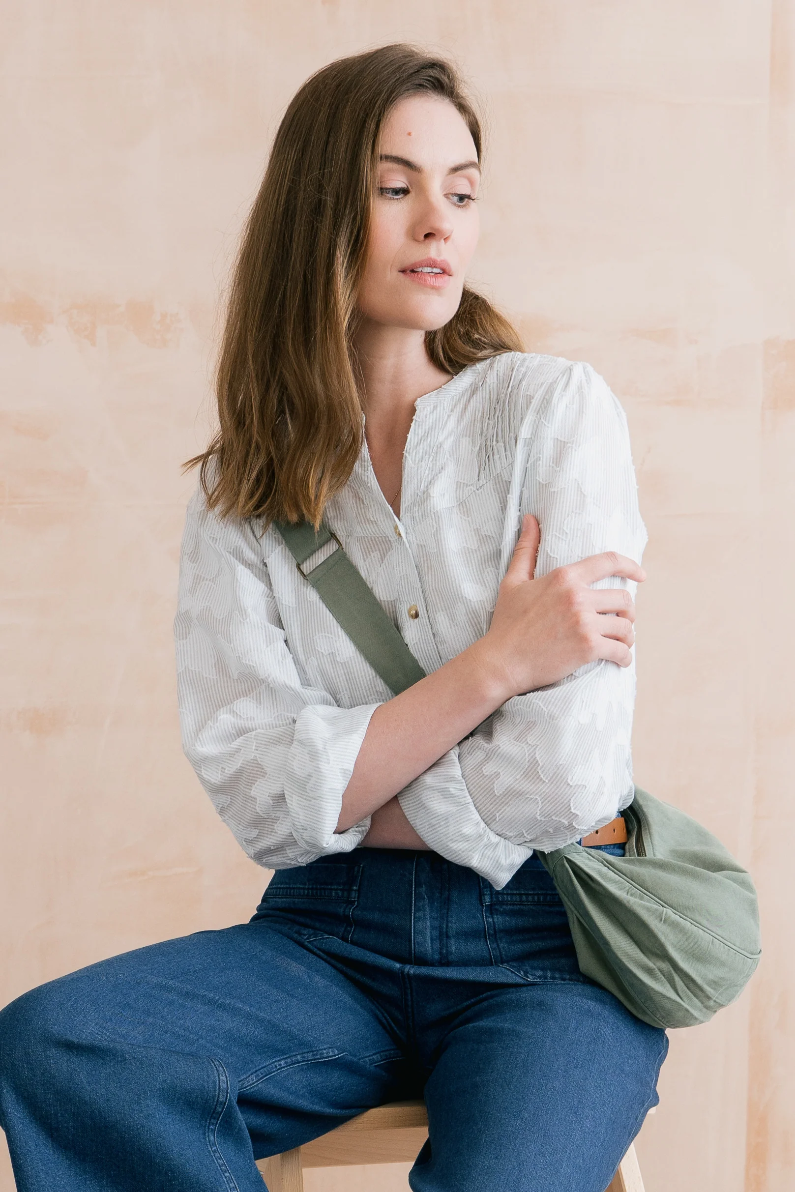 Poplar Cotton Jacquard Blouse Laurel - Image 7