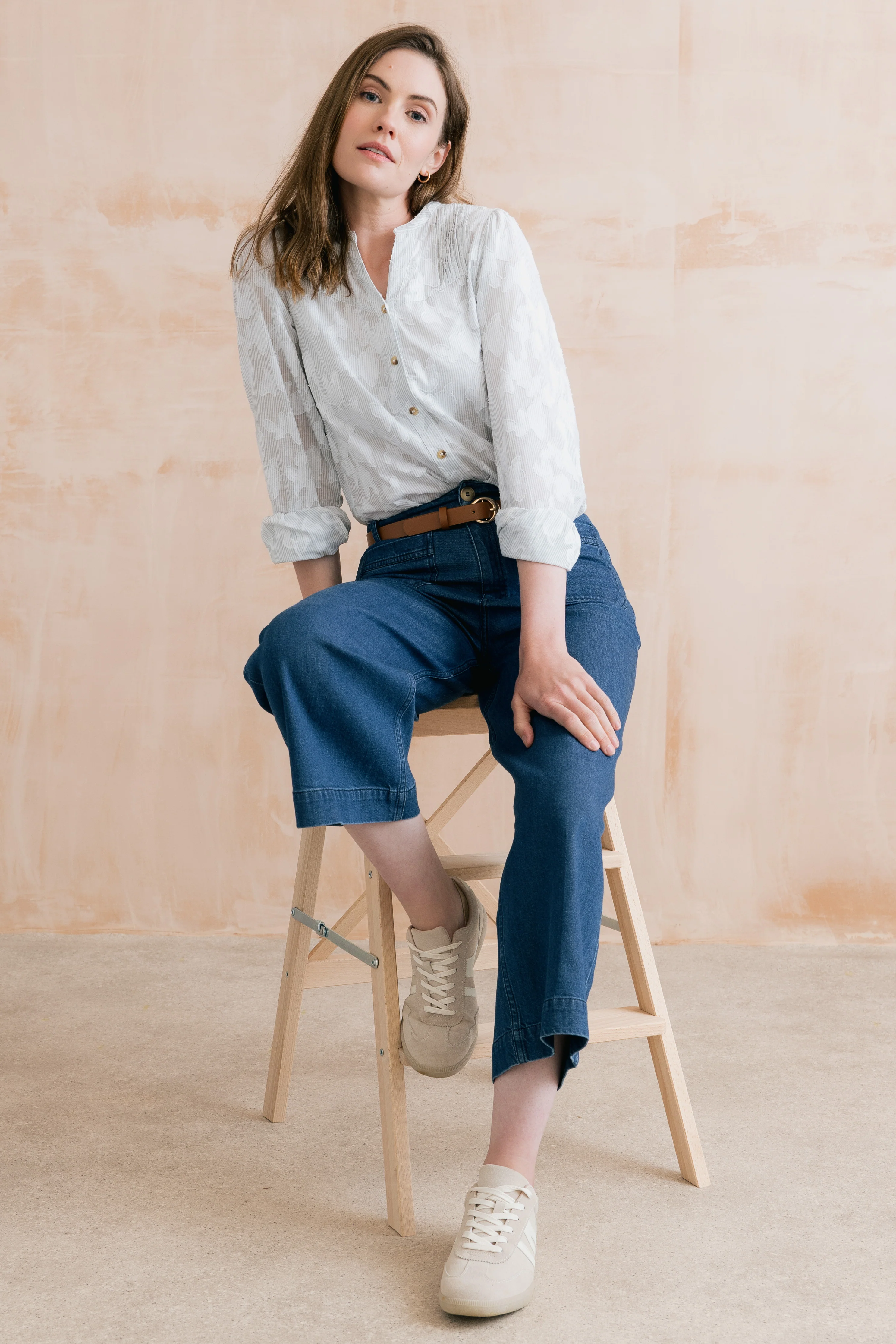 Poplar Cotton Jacquard Blouse Laurel - Image 9