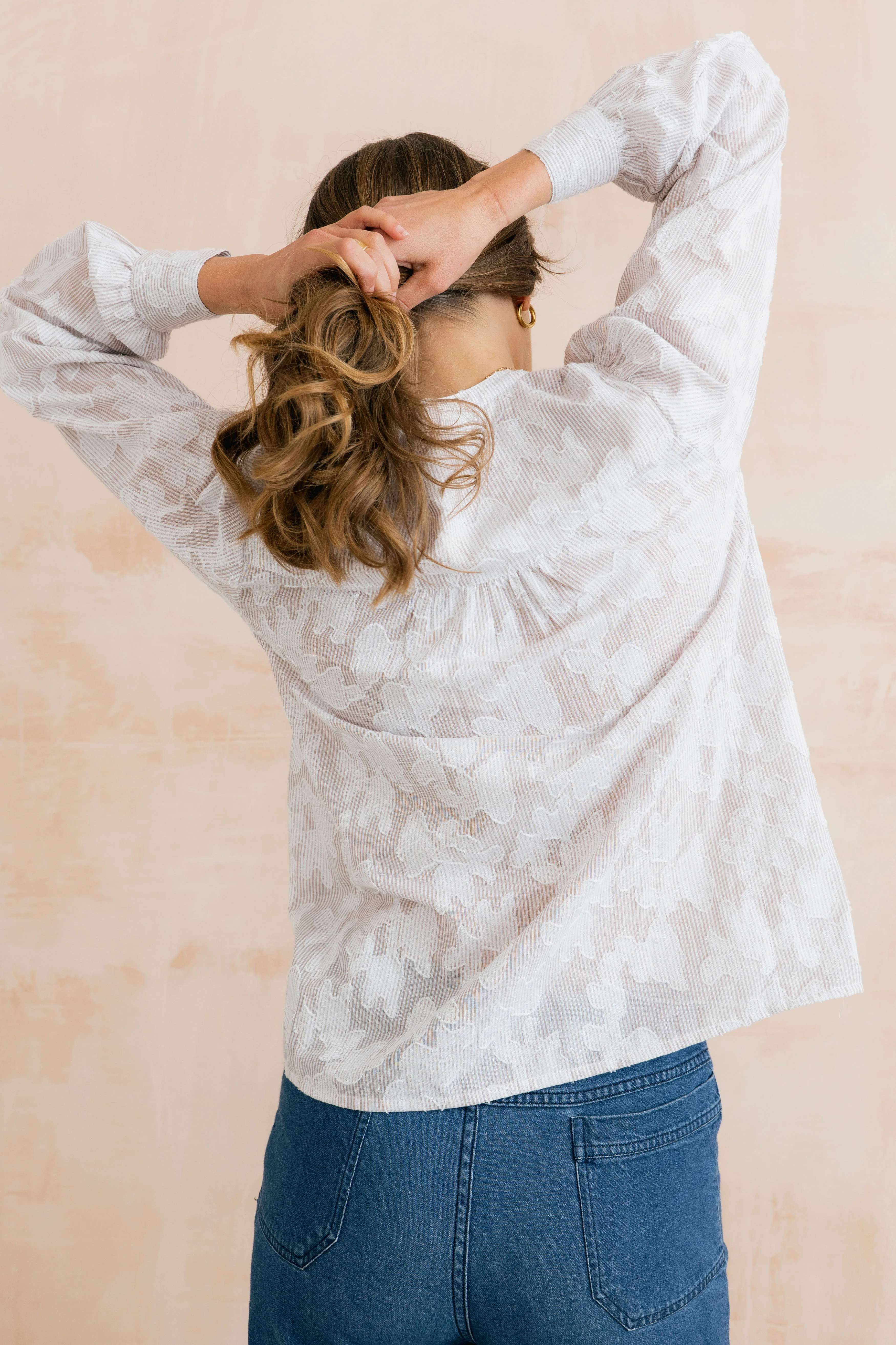 Poplar Cotton Jacquard Blouse Mocha - Image 4