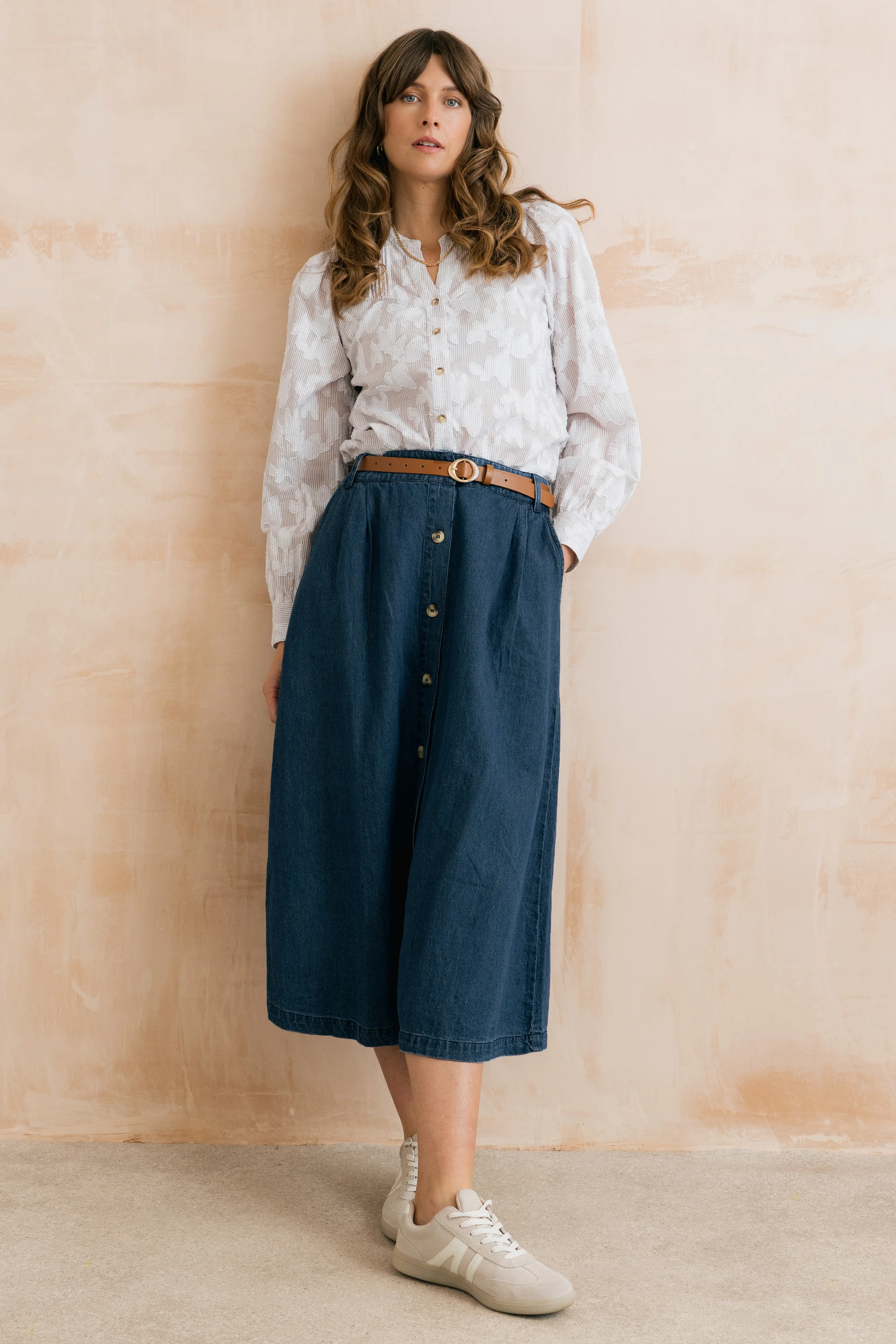 Poplar Cotton Jacquard Blouse Mocha - Image 5
