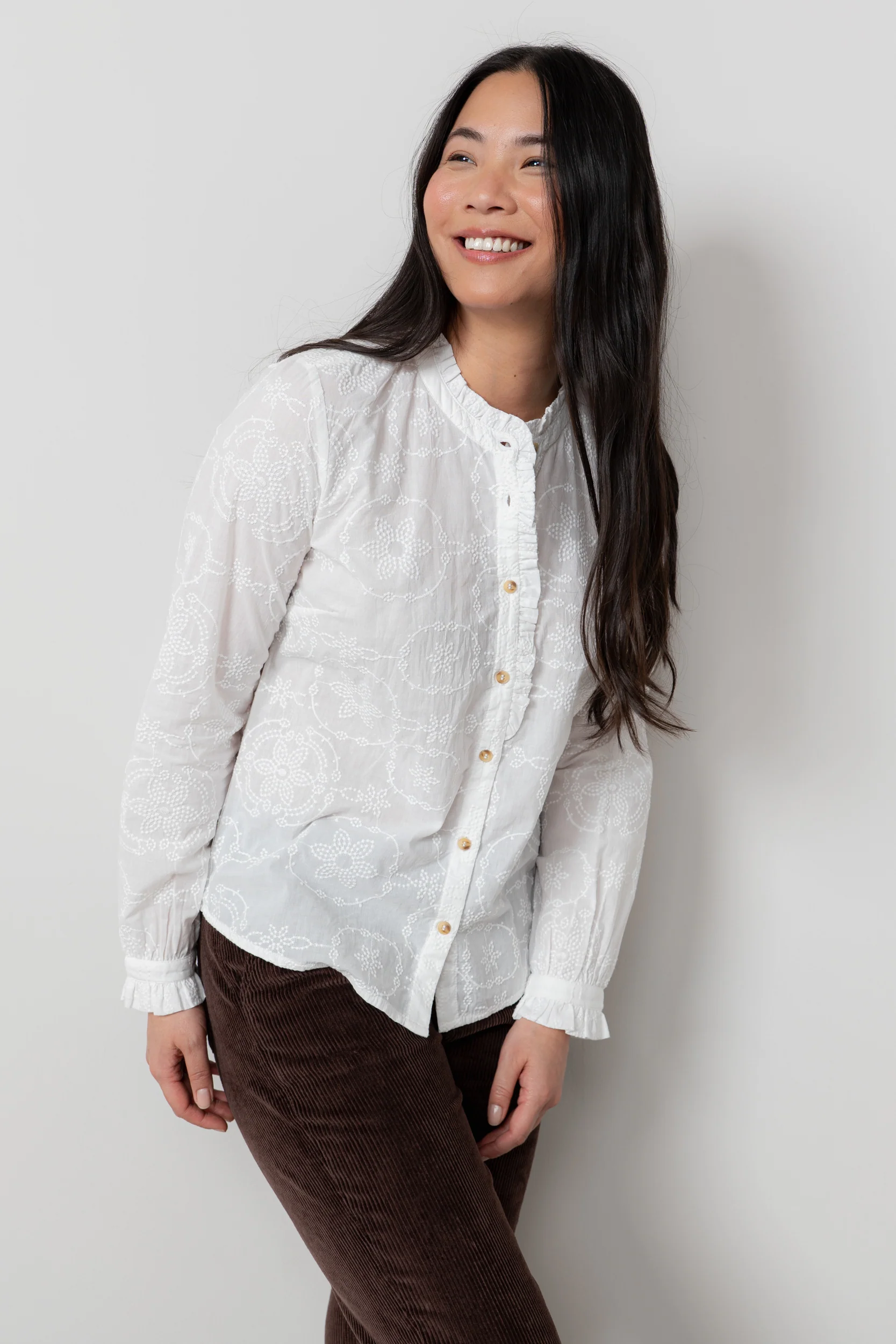 Rachel Embroidered Cotton Blouse White