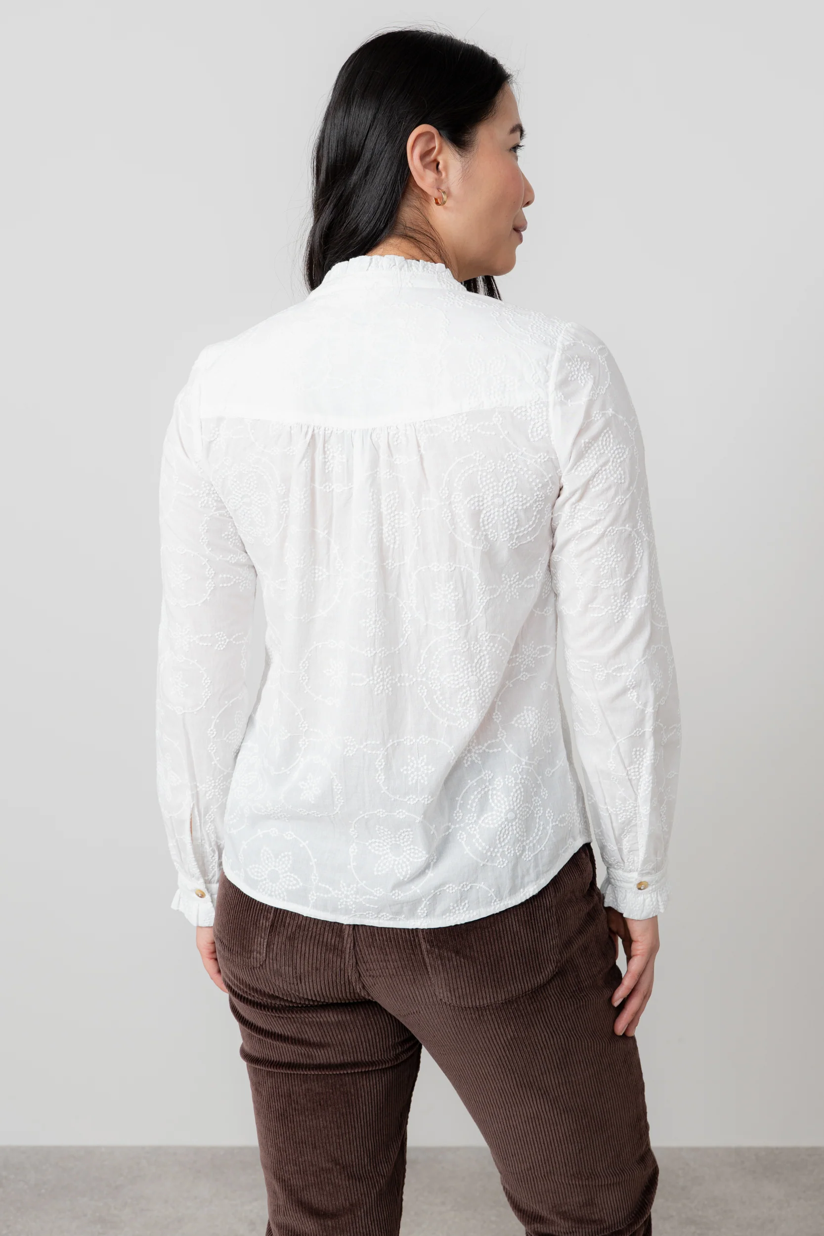 Rachel Embroidered Cotton Blouse White - Image 4