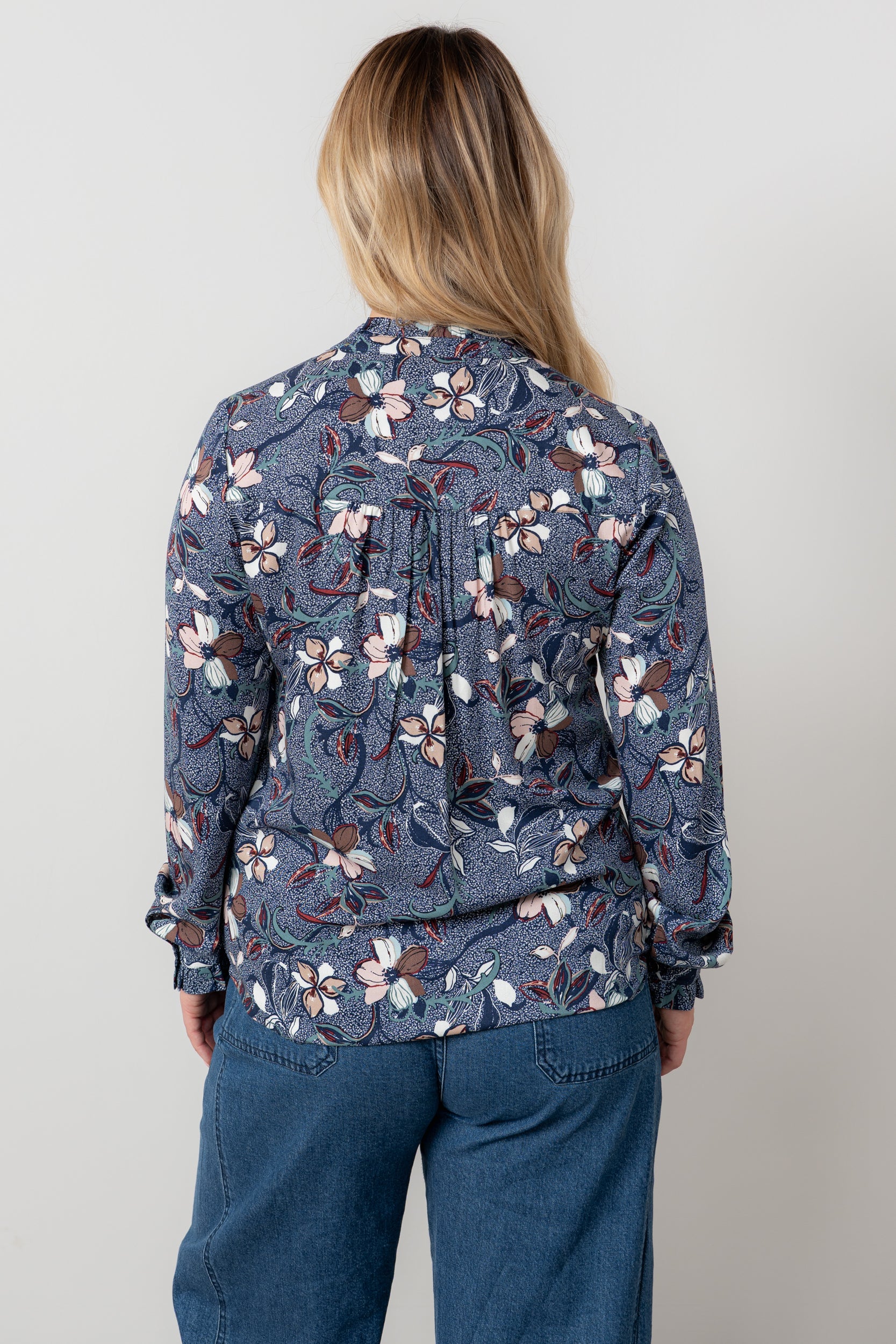 Rachel Frill Printed Blouse Navy - Image 4