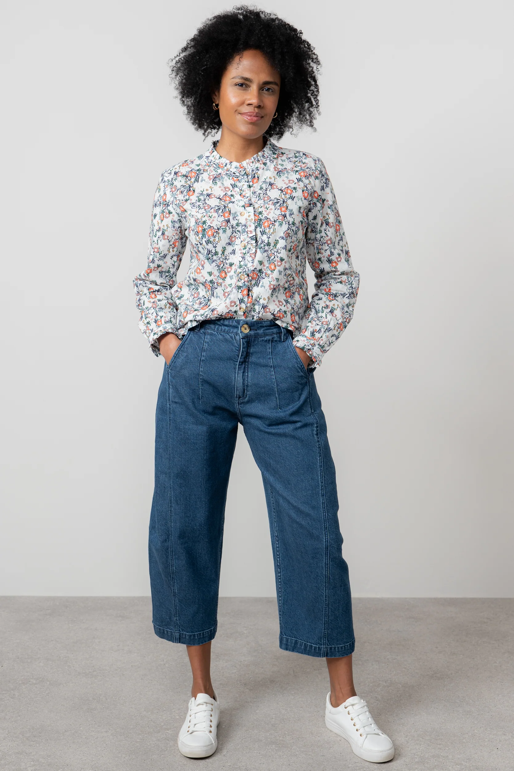 Rachel Organic Cotton Frill Blouse Ecru - Image 3