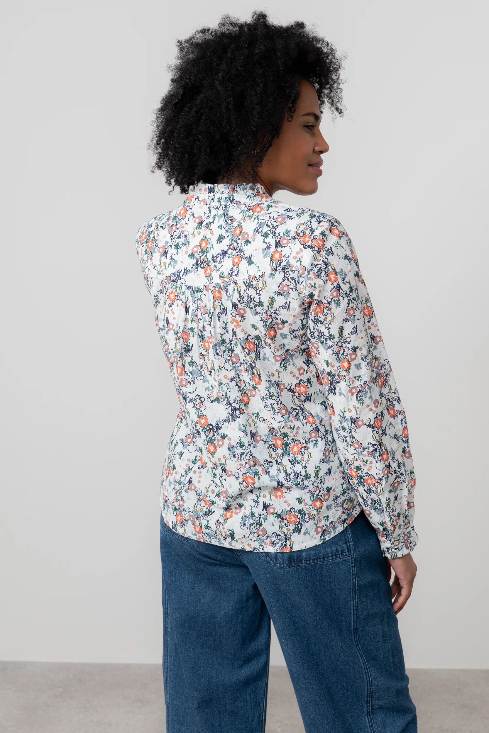 Rachel Organic Cotton Frill Blouse Ecru - Image 4