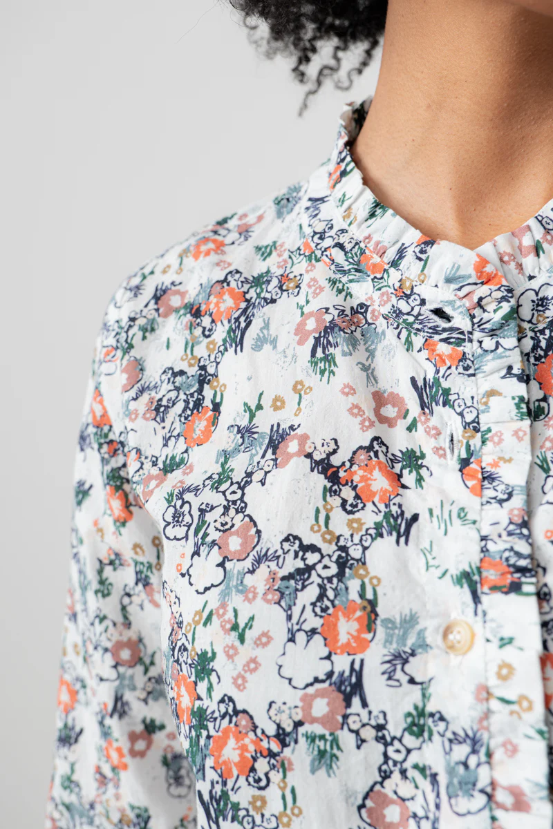 Rachel Organic Cotton Frill Blouse Ecru - Image 5