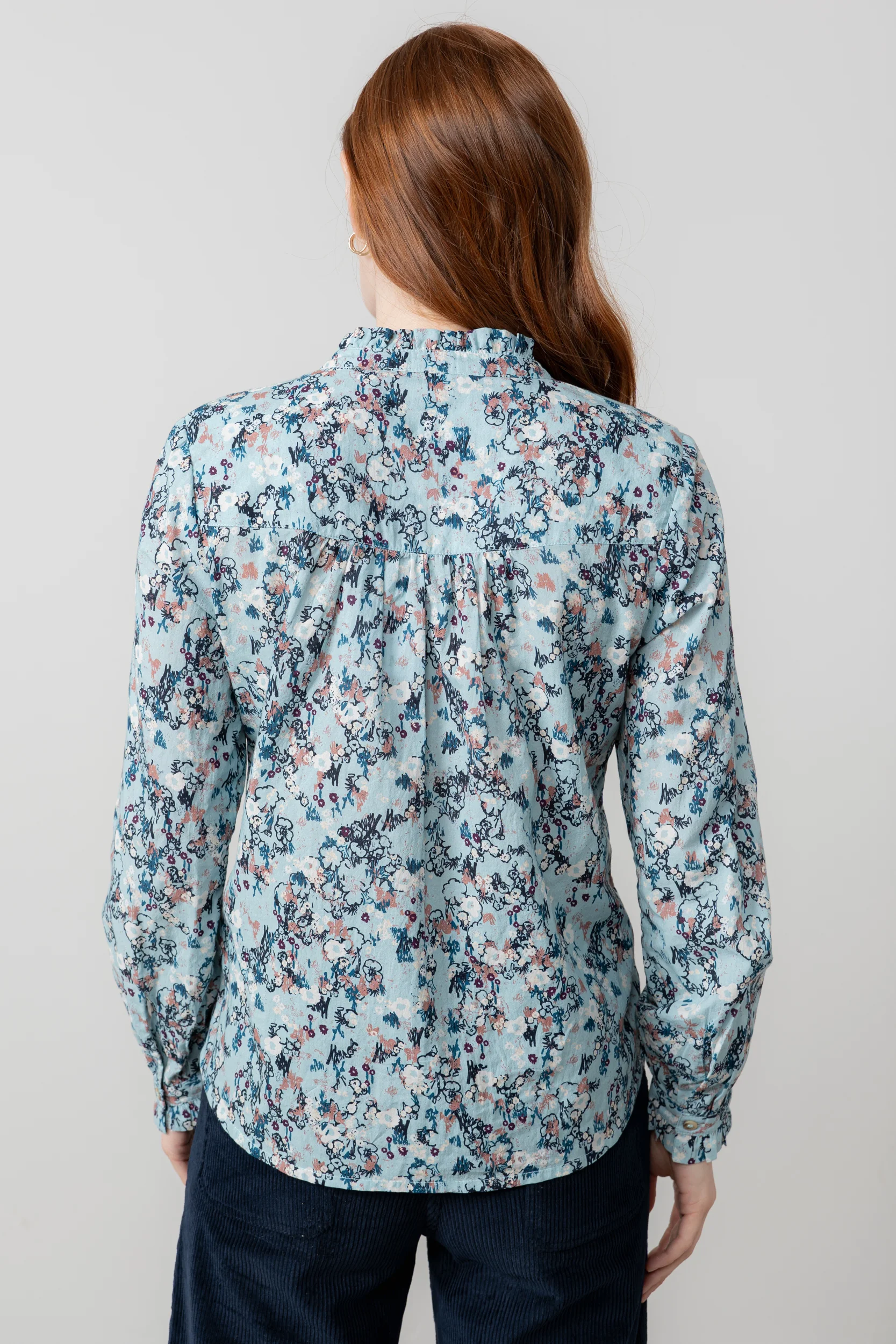 Rachel Organic Cotton Frill Blouse Ice Blue - Image 4