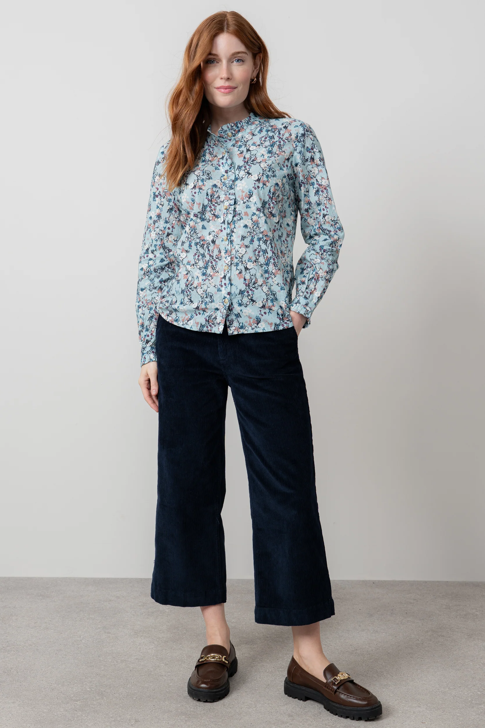 Rachel Organic Cotton Frill Blouse Ice Blue - Image 6
