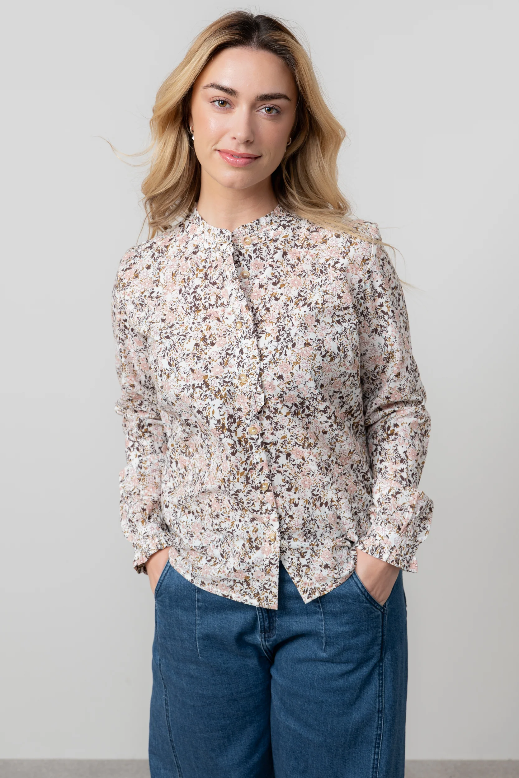 Rachel Organic Cotton Frill Blouse Pink - Image 3