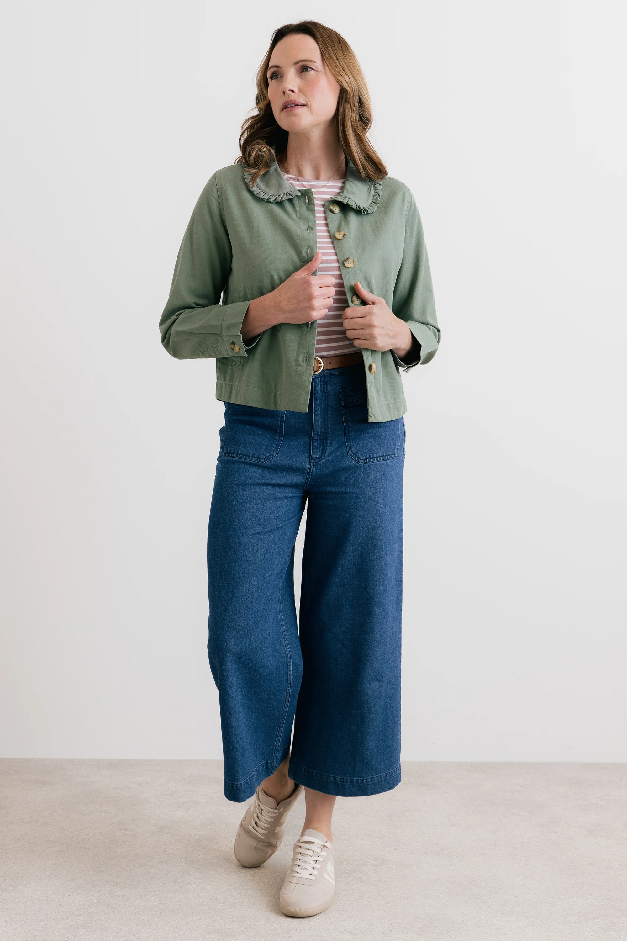 Rebecca Ruffle Collar Jacket Laurel Green - Image 3