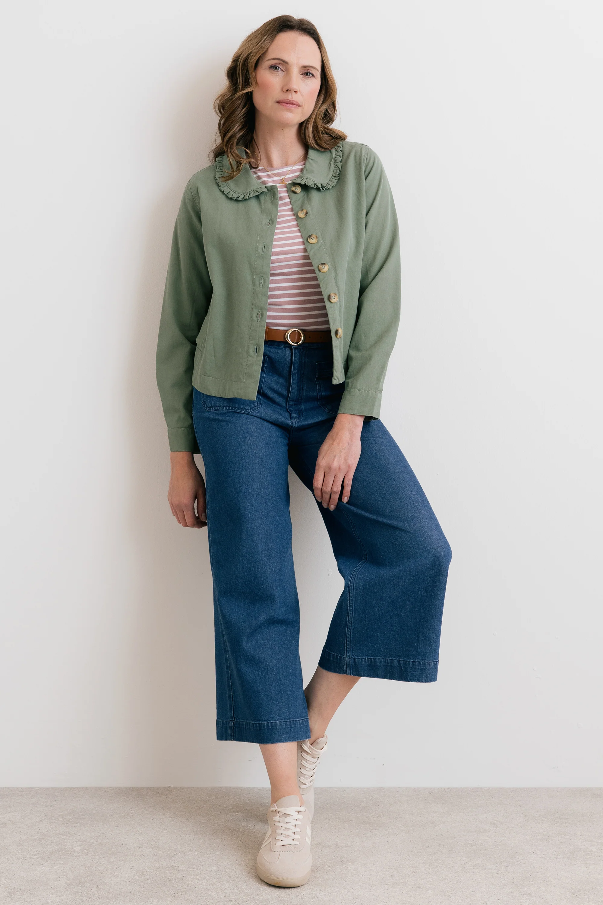 Rebecca Ruffle Collar Jacket Laurel Green - Image 6