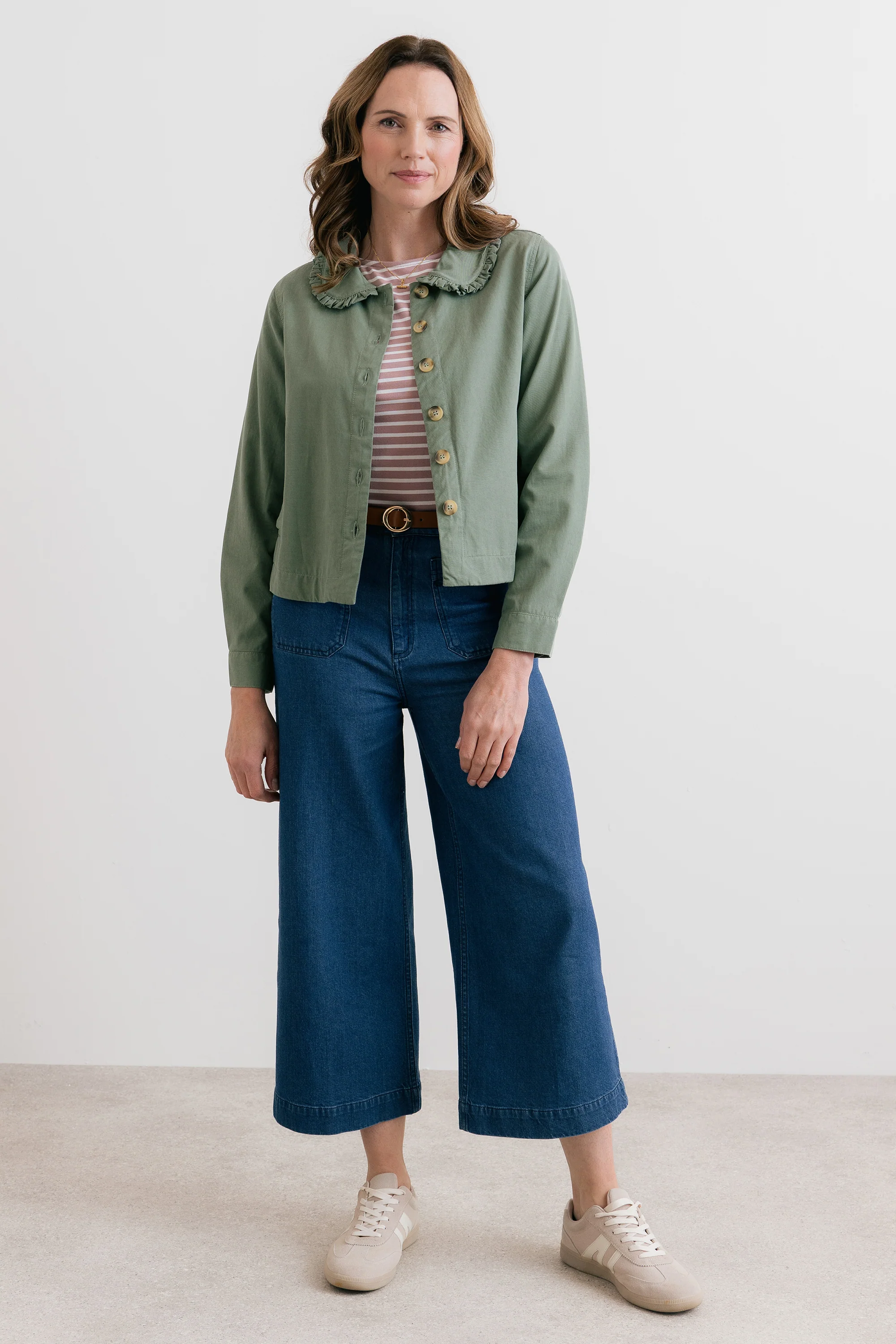 Rebecca Ruffle Collar Jacket Laurel Green - Image 7