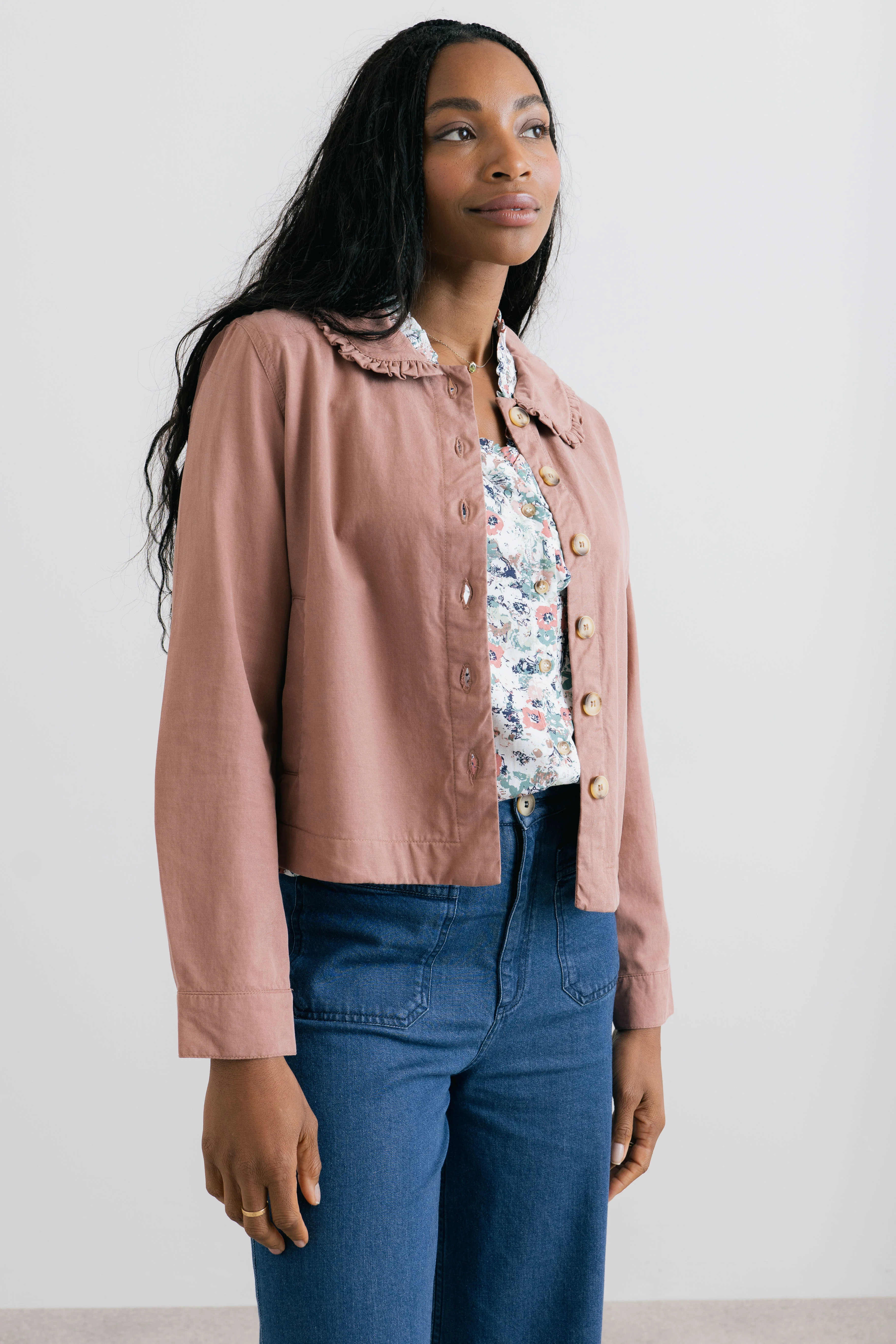 Rebecca Ruffle Collar Jacket Soft Pink - Image 2