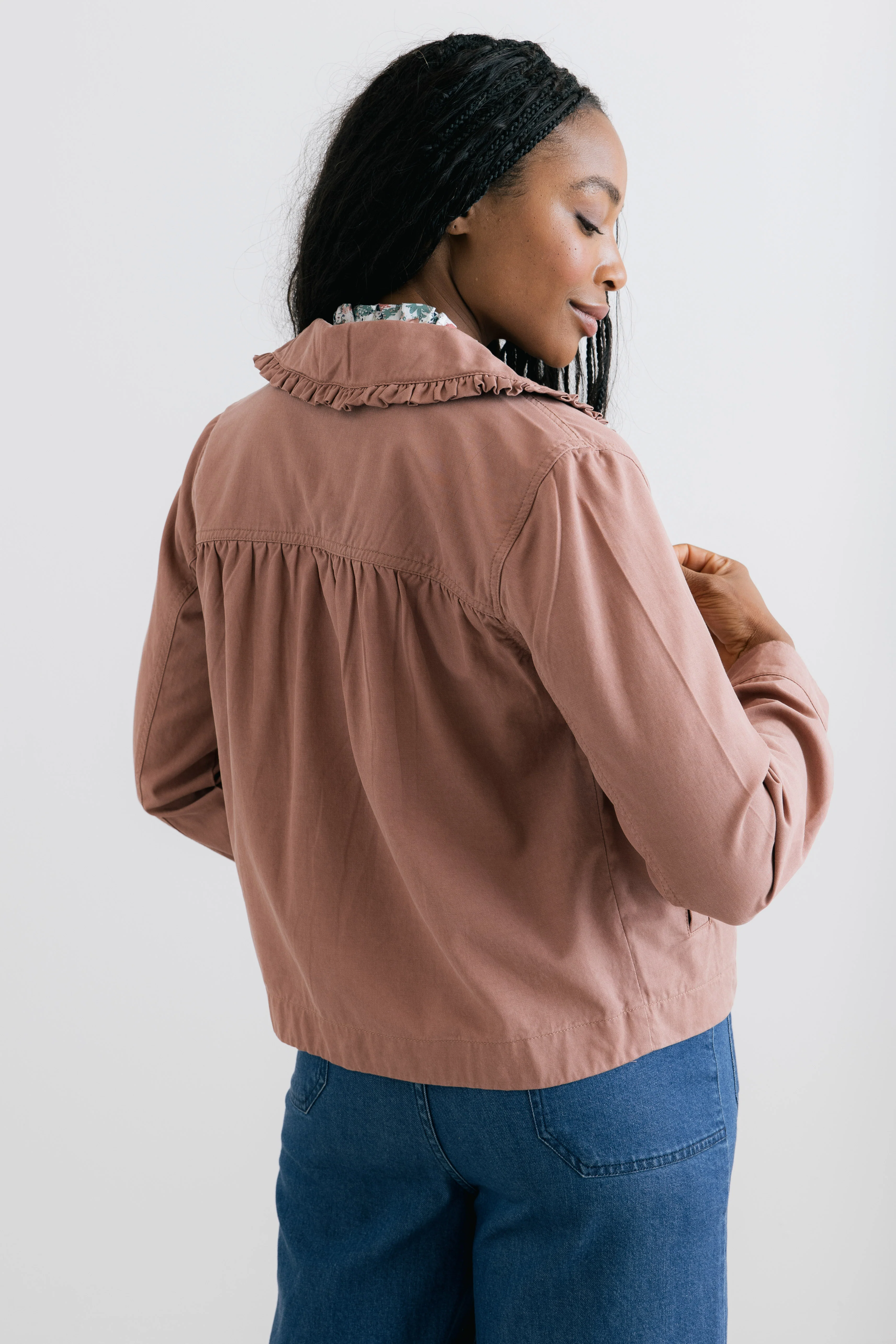 Rebecca Ruffle Collar Jacket Soft Pink - Image 4