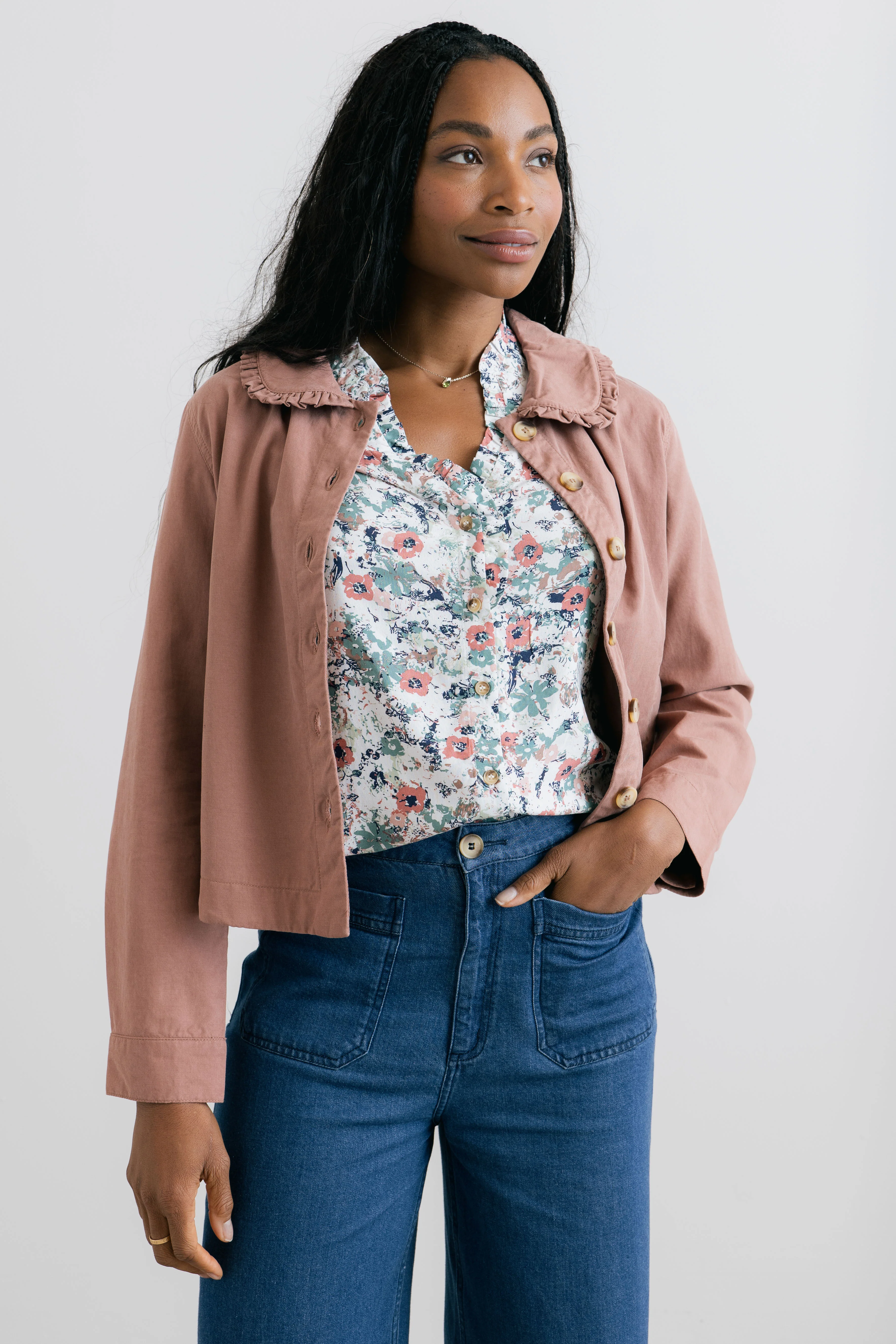 Rebecca Ruffle Collar Jacket Soft Pink - Image 6