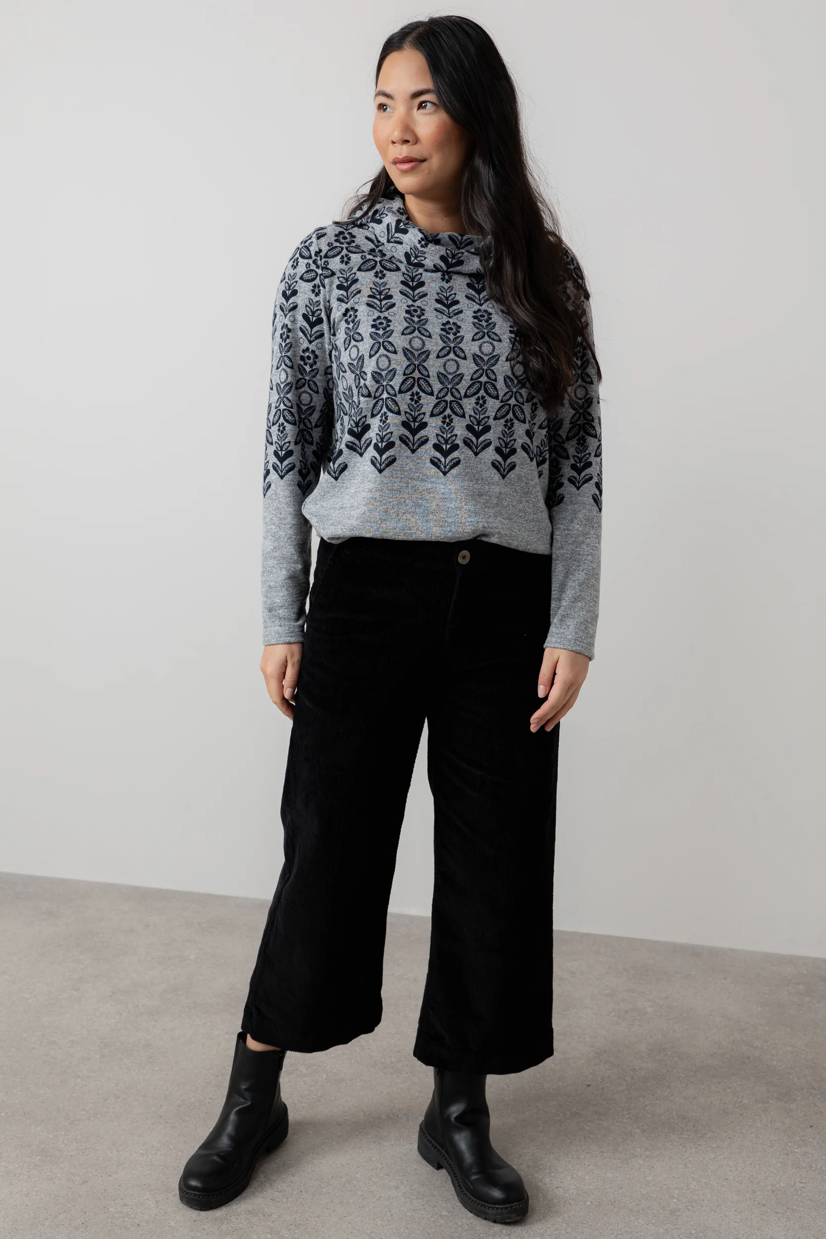 Relaxed Everyday Cowl Neck Jumper Grey - Image 3