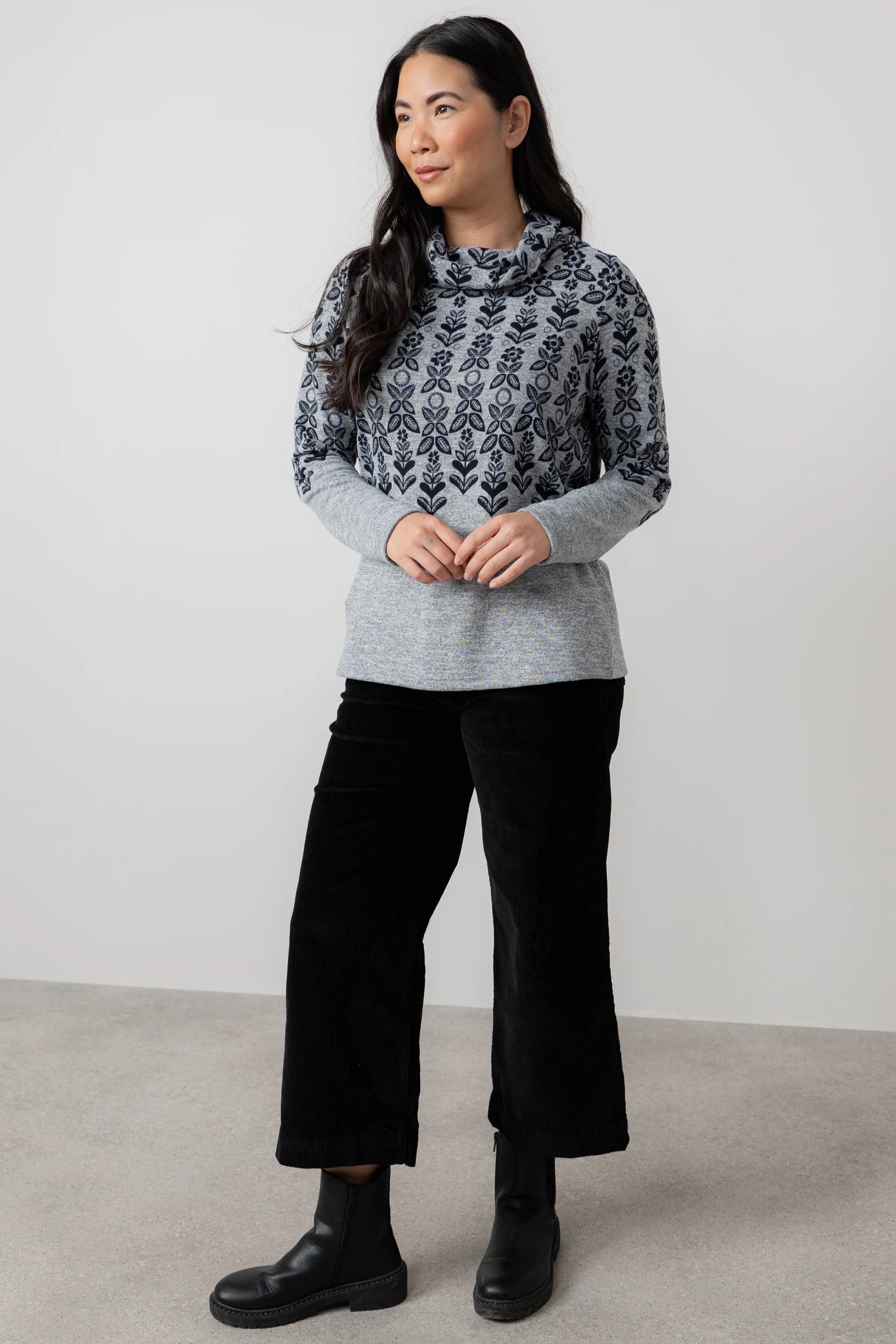 Relaxed Everyday Cowl Neck Jumper Grey - Image 5