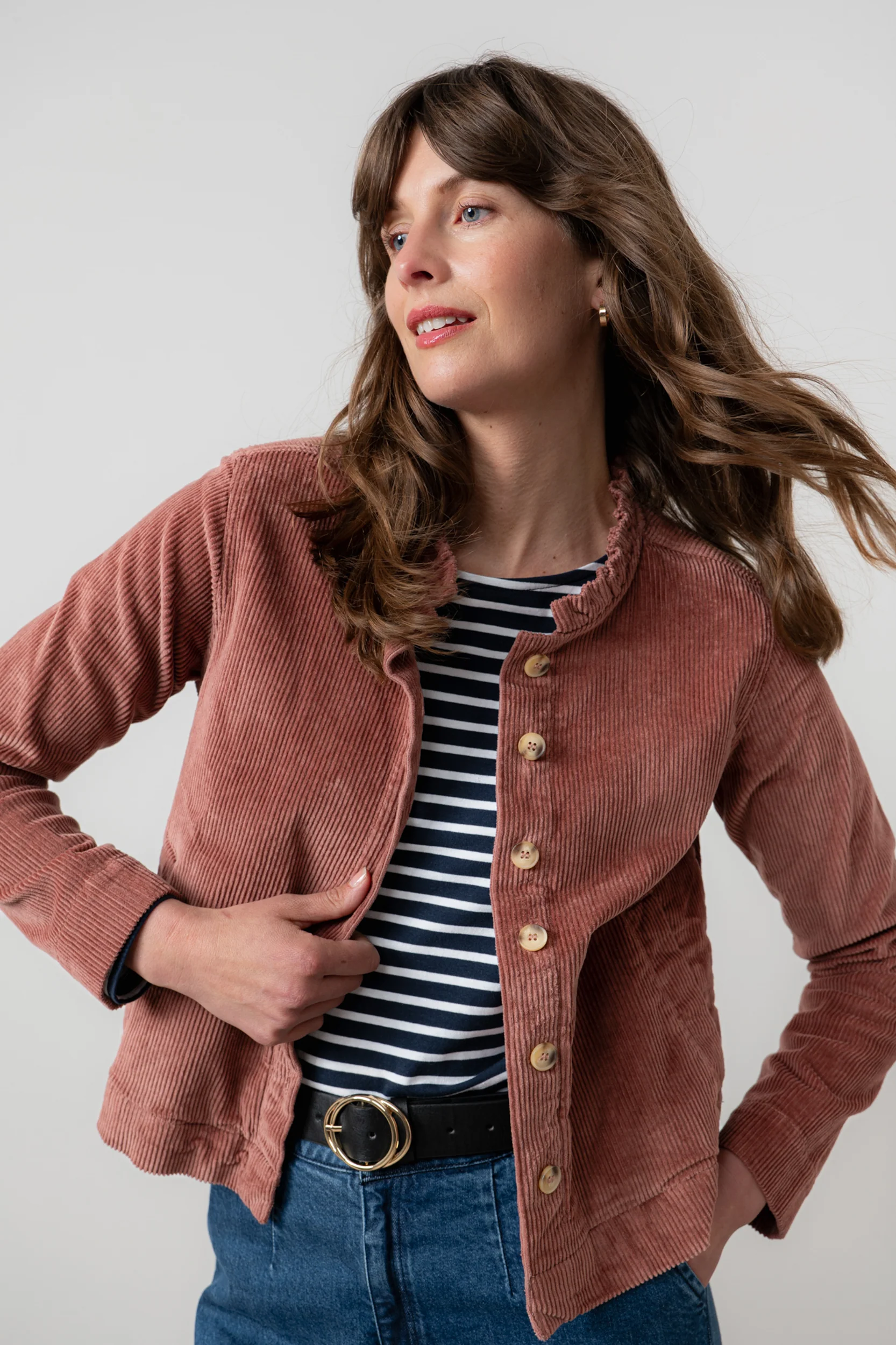 Rene Stretch Jumbo Cord Jacket Antique Rose