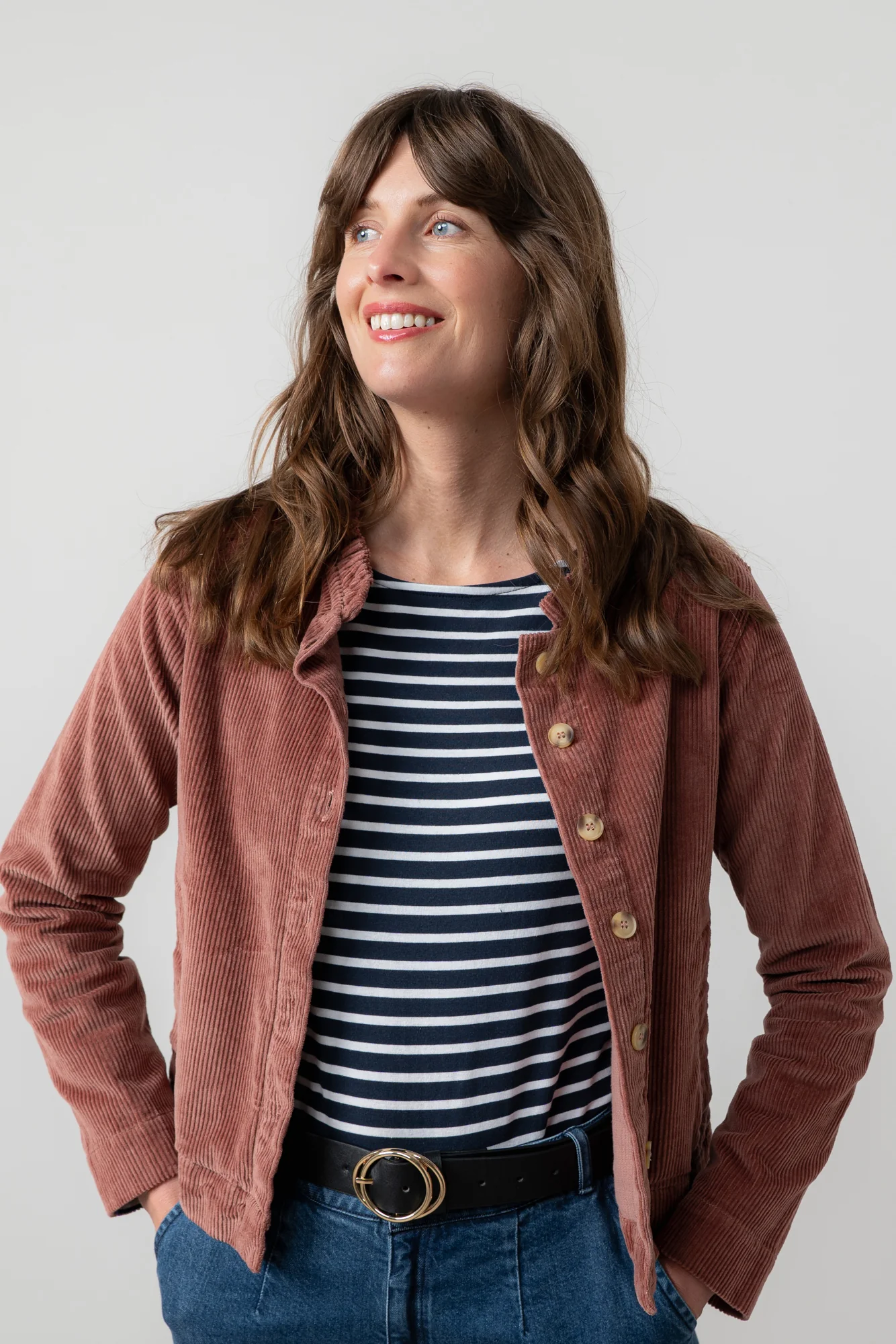 Rene Stretch Jumbo Cord Jacket Antique Rose - Image 2