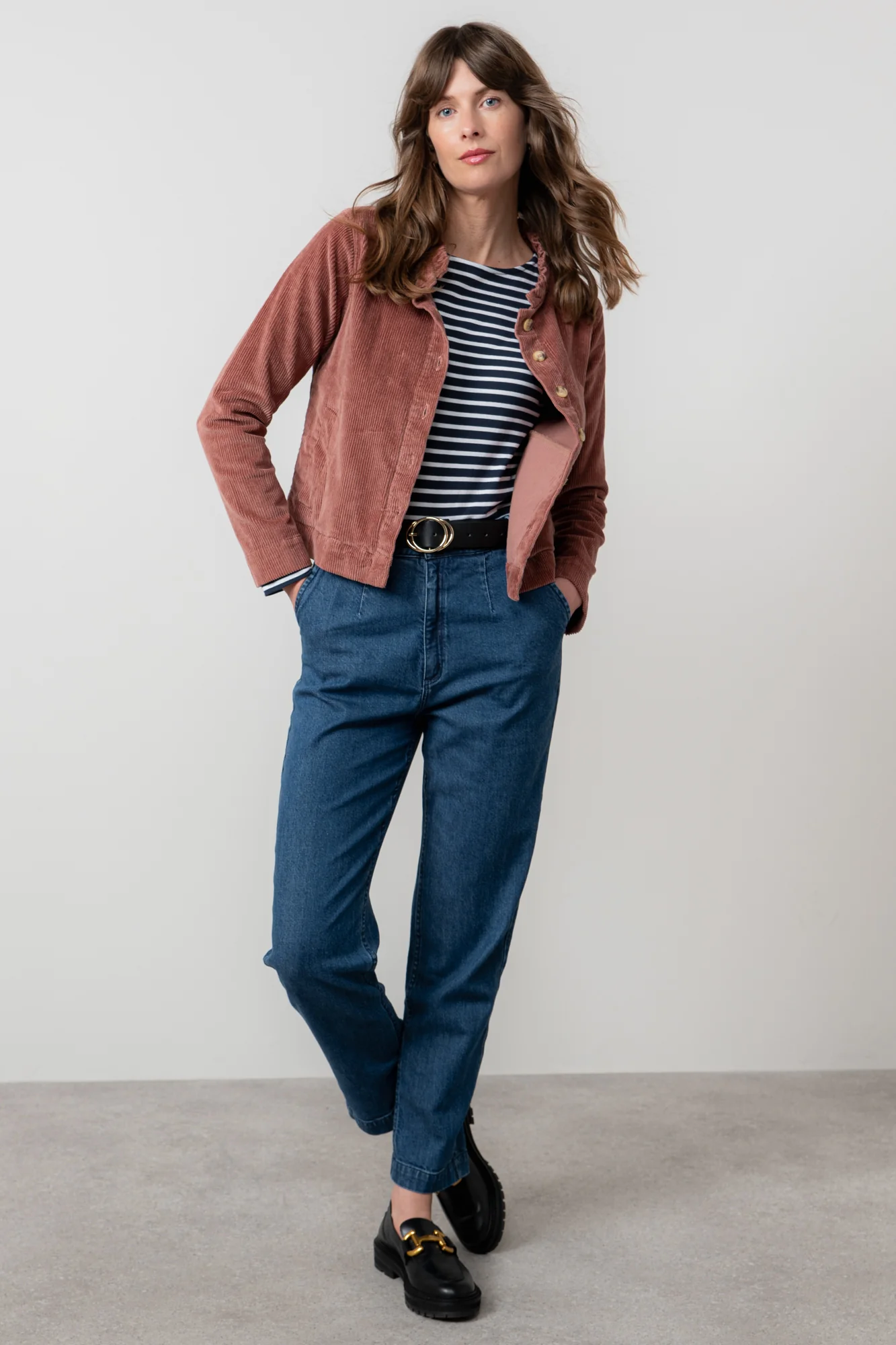Rene Stretch Jumbo Cord Jacket Antique Rose - Image 3