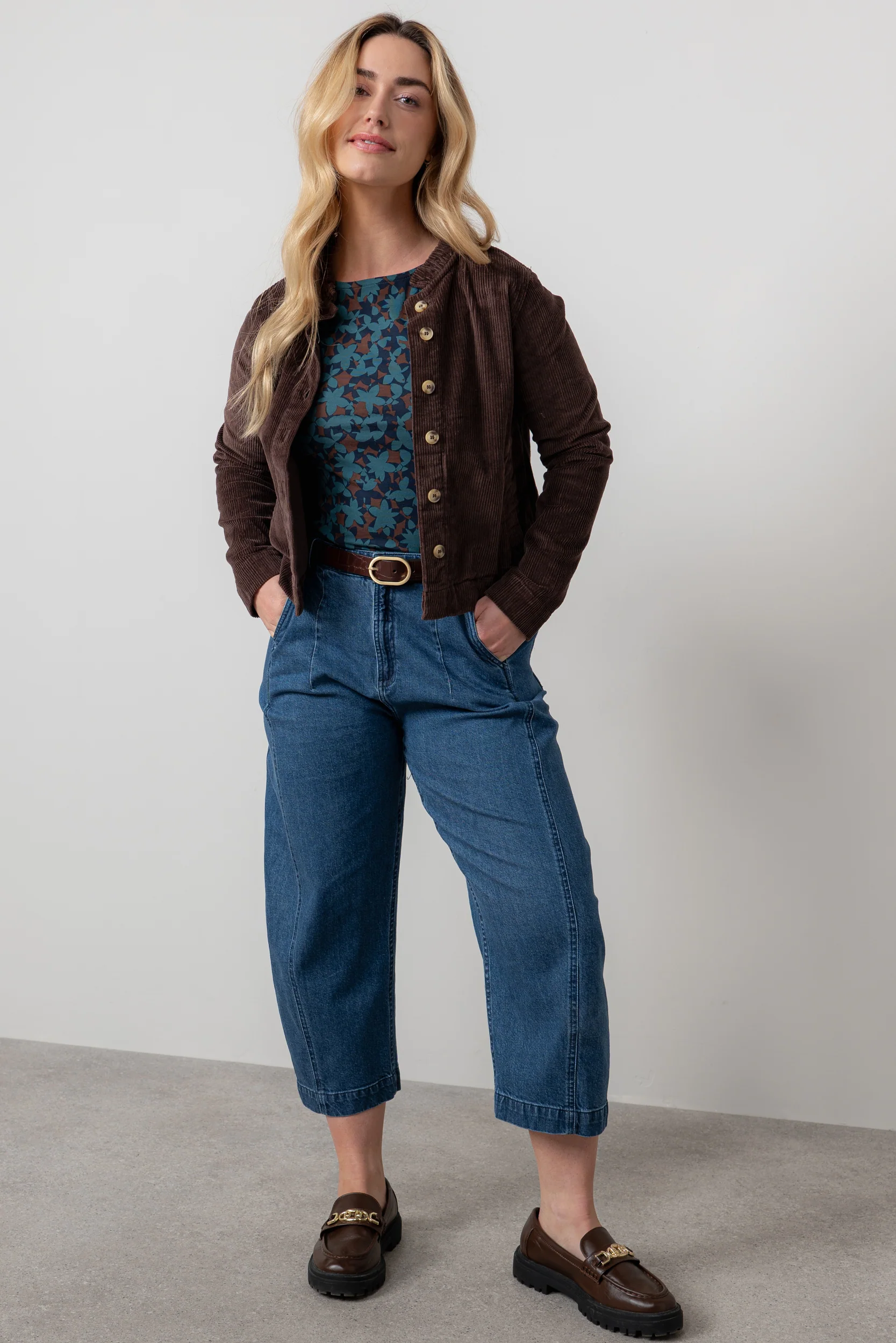 Rene Stretch Jumbo Cord Jacket Chocolate - Image 3