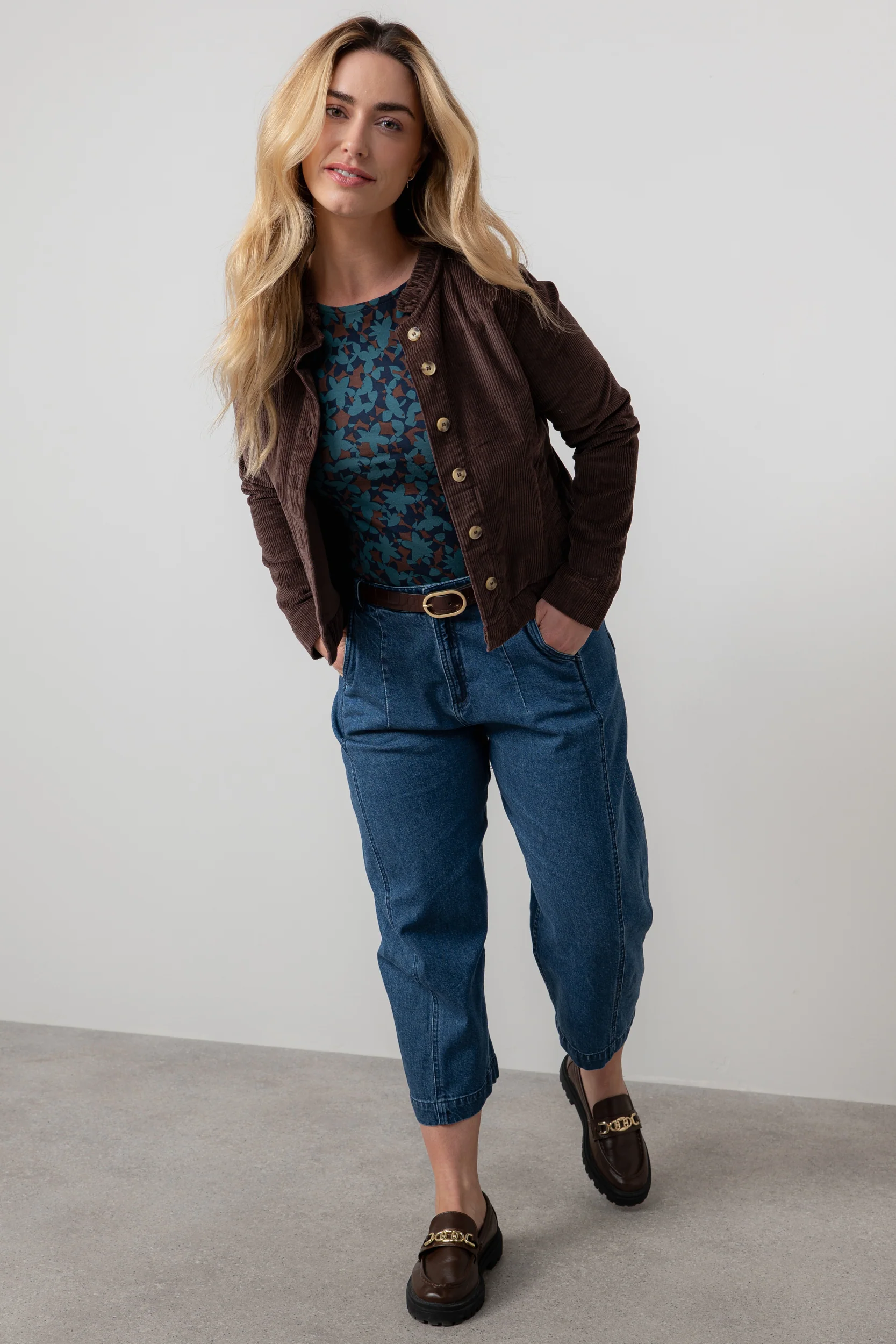 Rene Stretch Jumbo Cord Jacket Chocolate - Image 7