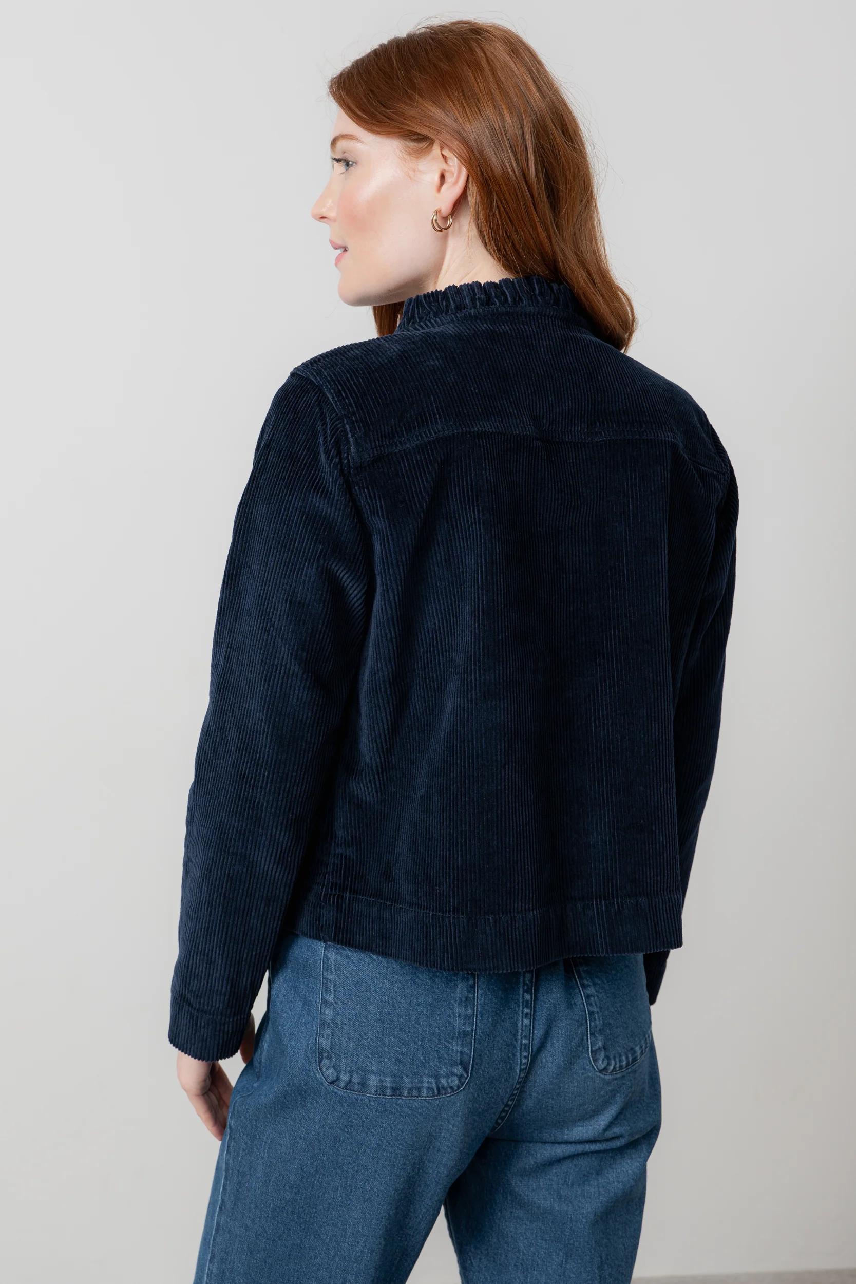 Rene Stretch Jumbo Cord Jacket Navy - Image 4