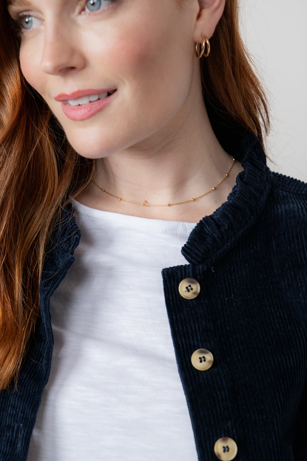 Rene Stretch Jumbo Cord Jacket Navy - Image 5