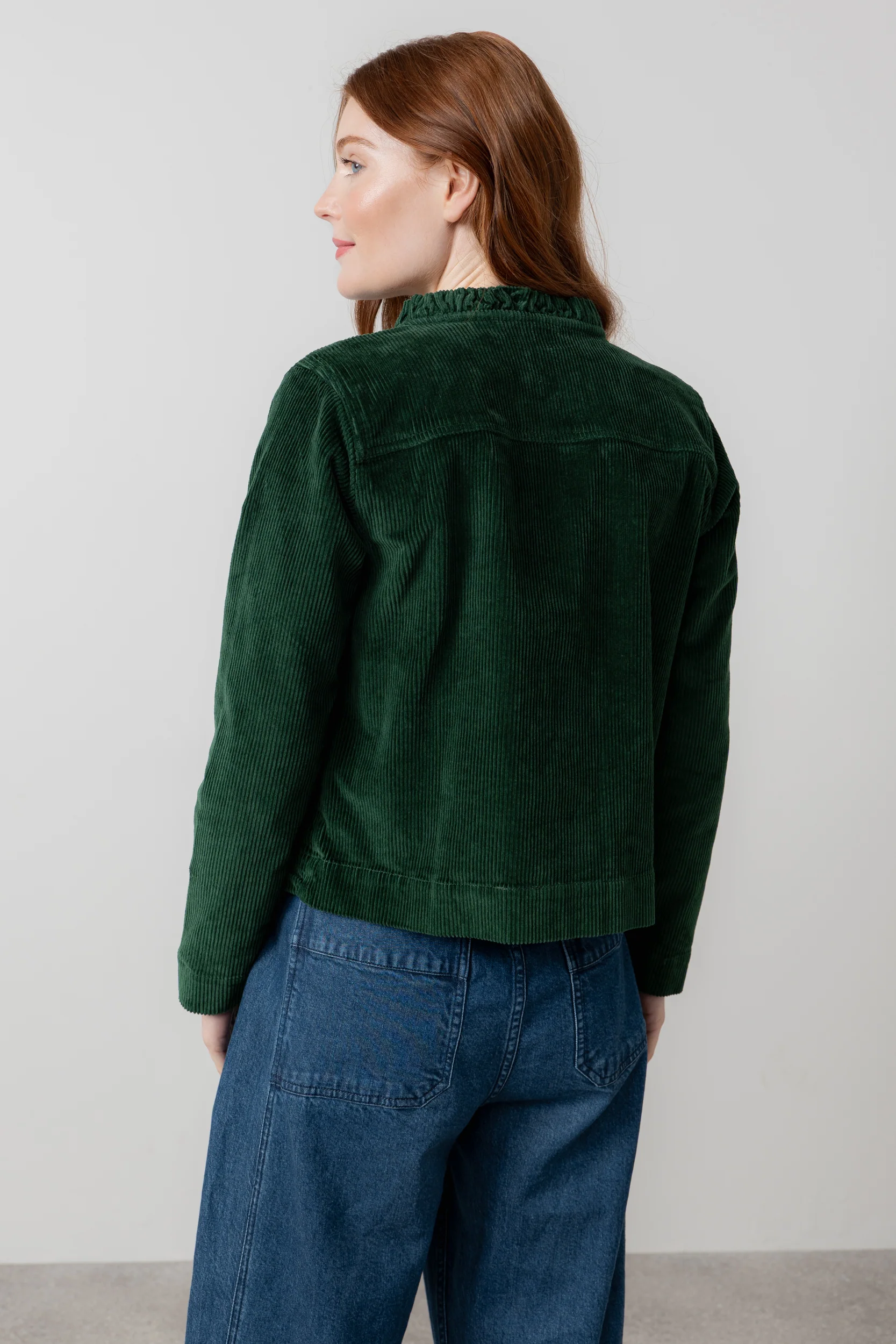 Rene Stretch Jumbo Cord Jacket Pine Green - Image 4