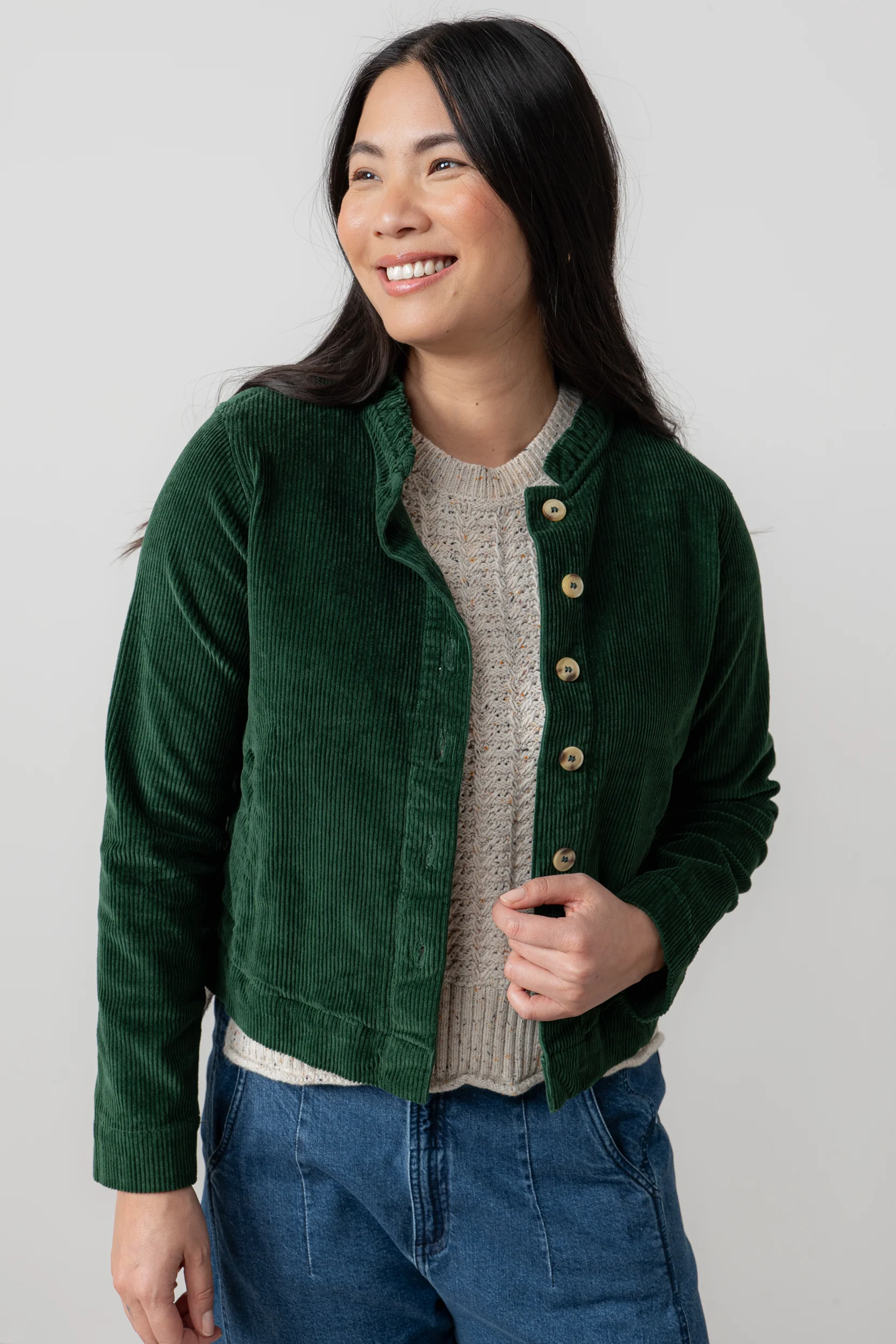 Rene Stretch Jumbo Cord Jacket Pine Green - Image 5