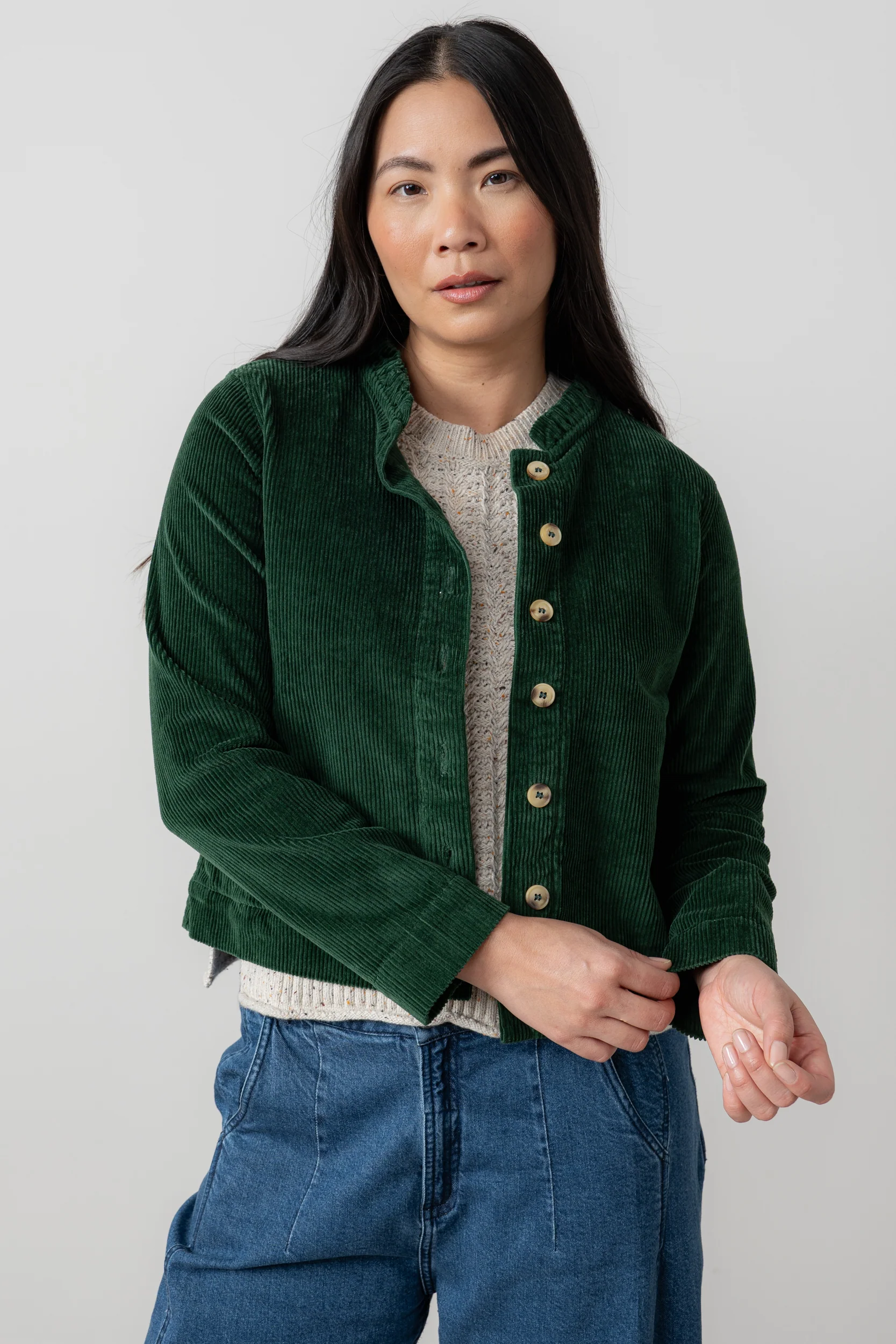 Rene Stretch Jumbo Cord Jacket Pine Green - Image 8